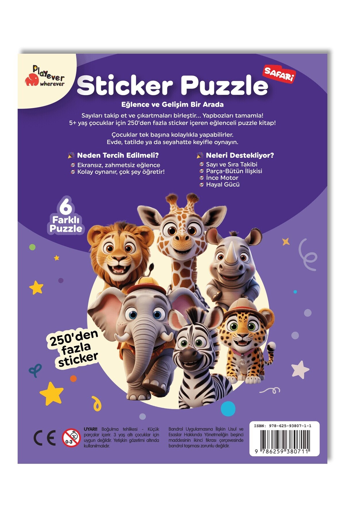 Playever Sticker Puzzle - Safari, Çıkartmalı Yapboz Etkinlik Kitabı fotoğrafı 5 (önizleme)