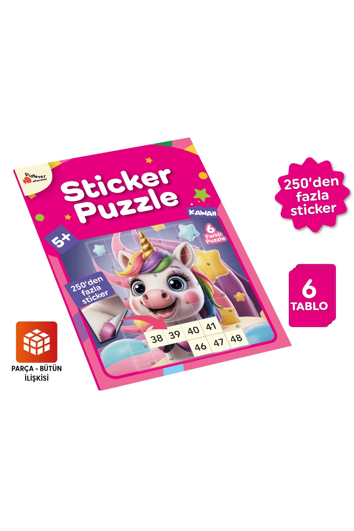 Playever Sticker Puzzle - Kawaii, Çıkartmalı Yapboz Etkinlik Kitabı fotoğrafı 2 (önizleme)