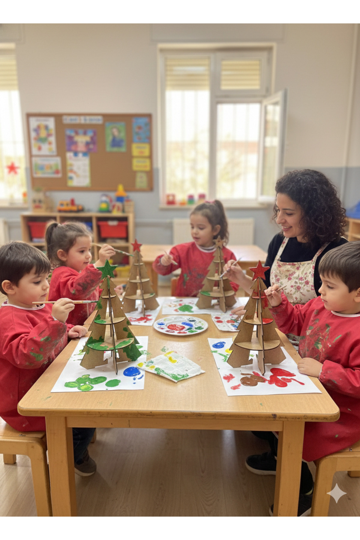 کیت درخت کریسمس چوبی مینیاتوری – فعالیت طراحی برای پیش‌دبستانی‌ها