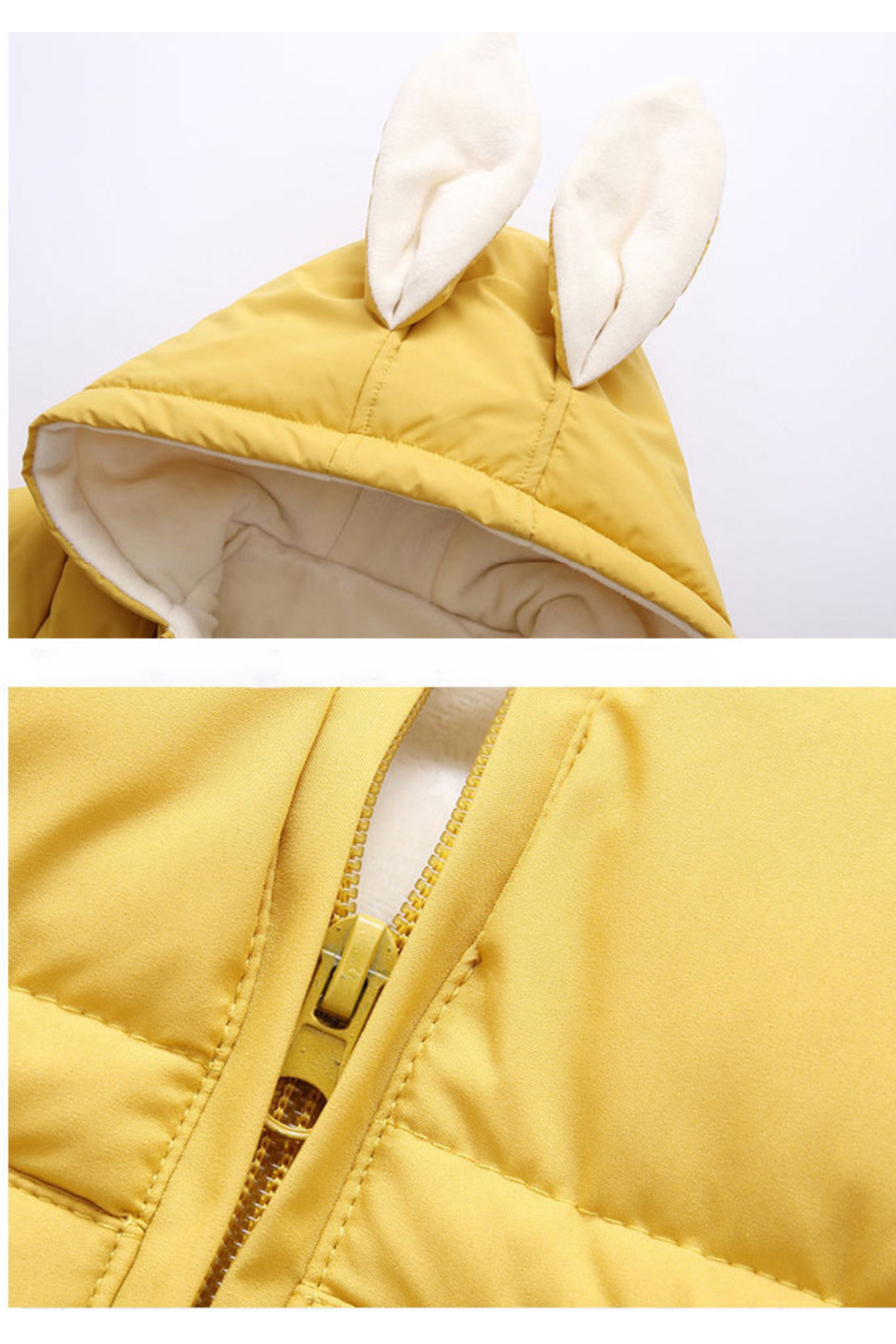 melisam.msg Kız Erkek Bebek Tavşan Kulaklı Kış Kalın Sevimli Astar Şişme Tulum Mont fotoğrafı 5 (önizleme)