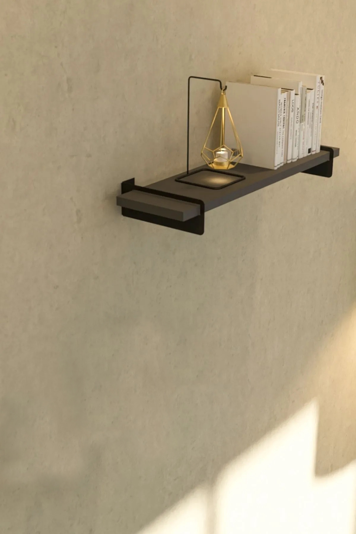 Alto Anthracite Gray Metal Pedestal Wall Shelf - Iron Pedestal Wall Bookshelf 1pc