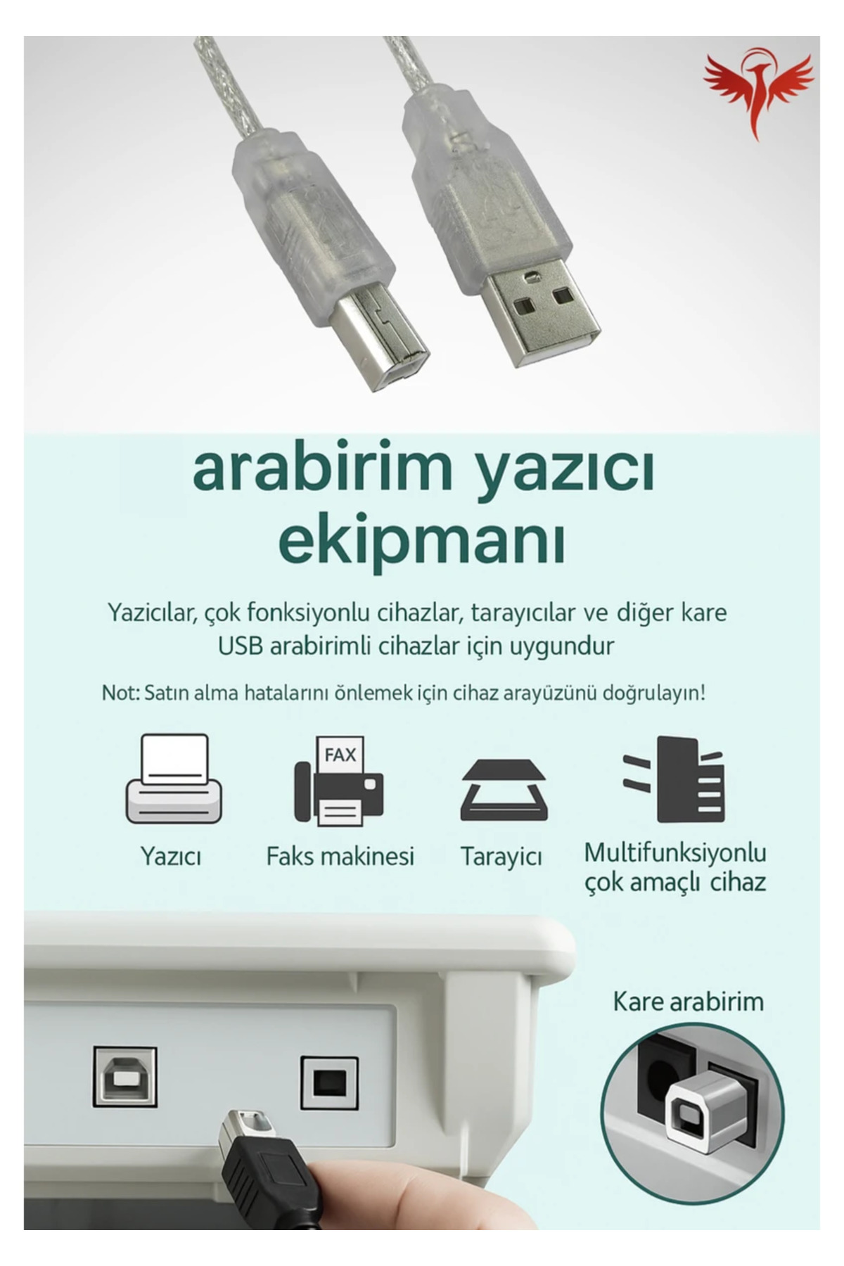 ORATEK Canon Pıxma MG2551S 1.5 Metre Yazıcı Kablosu - USB A To B