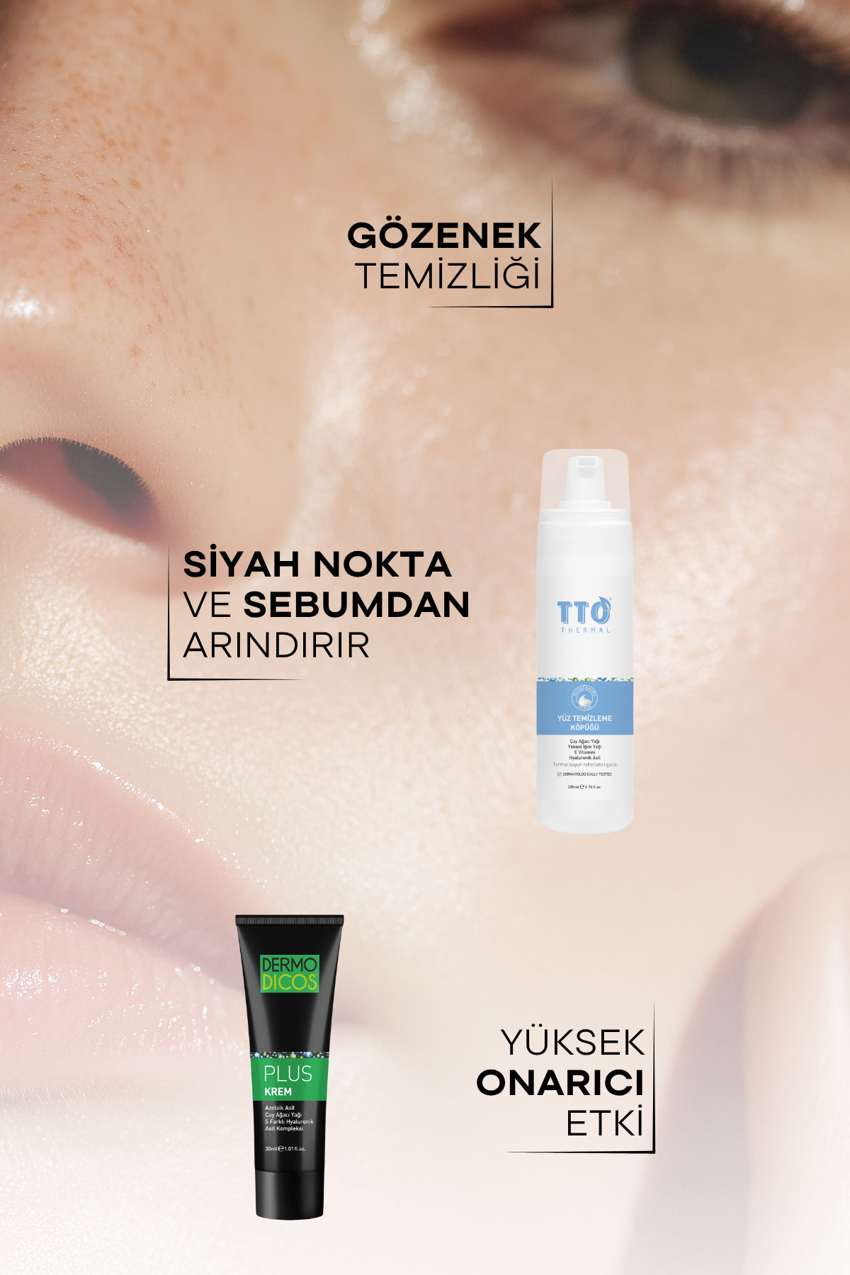 Cilt Bakım Seti Gözenek Temizleyici Yüz Köpüğü ve Dermodicos Plus Krem Thermal — KOPUK-DERMODİCOS — تصویر 3 از 6