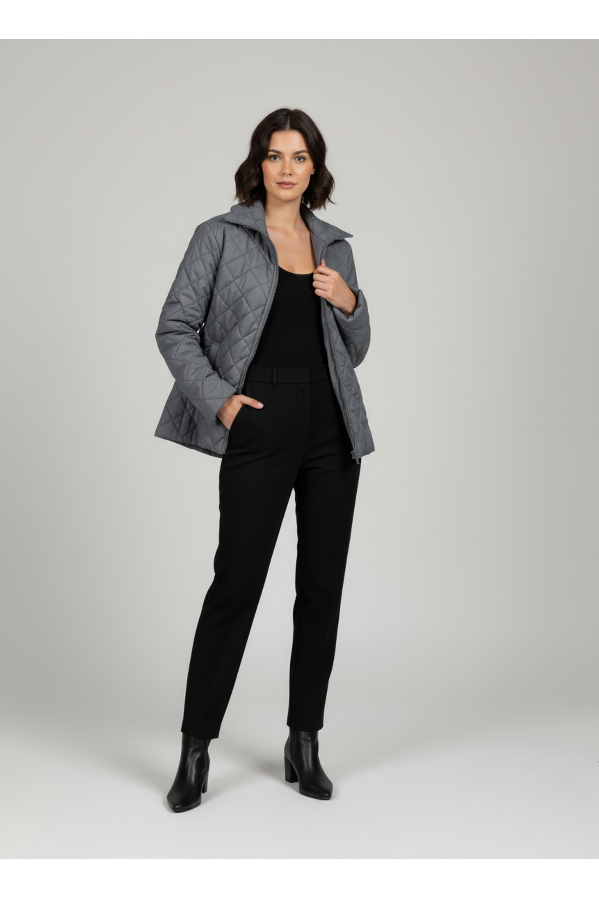 The Mrk Collection  Kadın Kapitone Antrasit Kışlık Uzun Bomber Mont - Görsel 4
