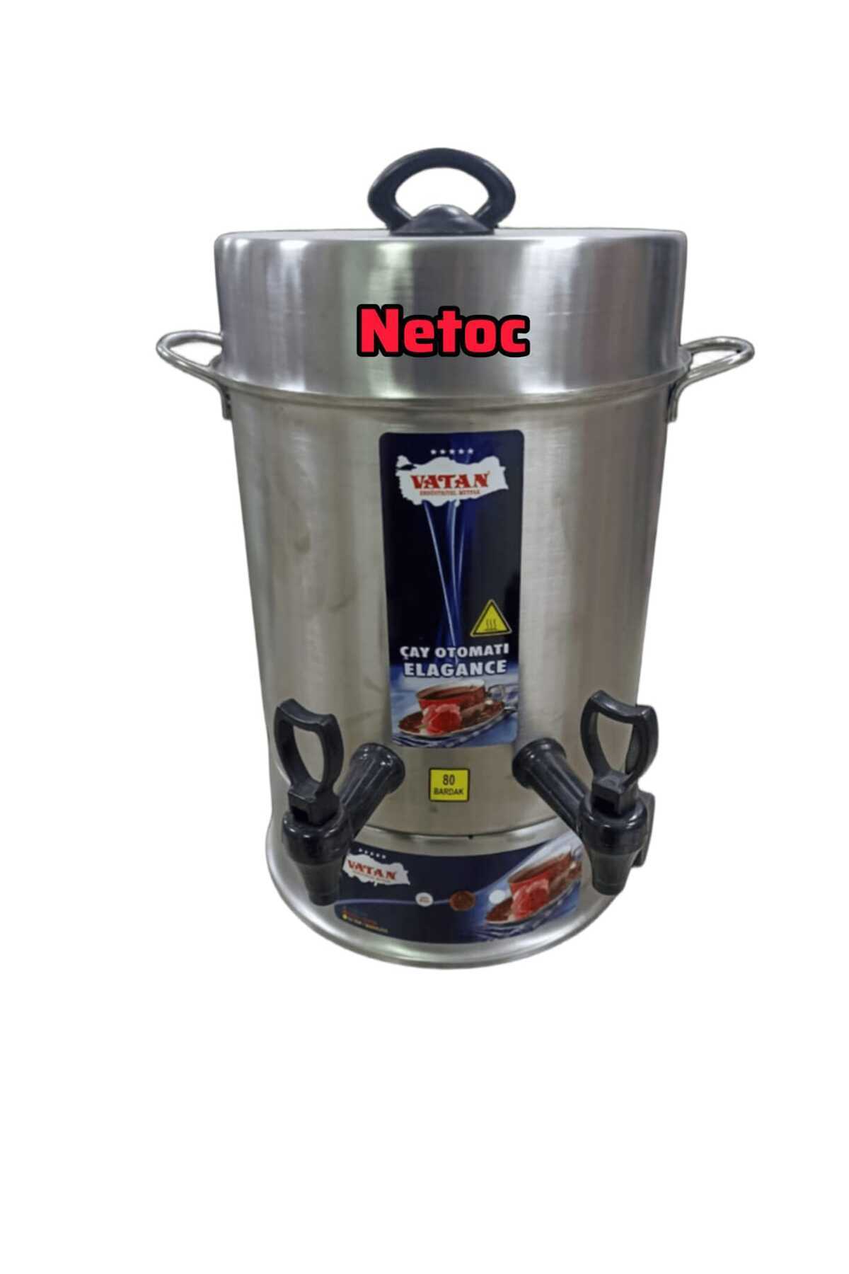 Netoc Vatan Elektrikli Çay Semaveri 60 Bardak Kapasiteli Çaycı Çelik Çift Musluklu