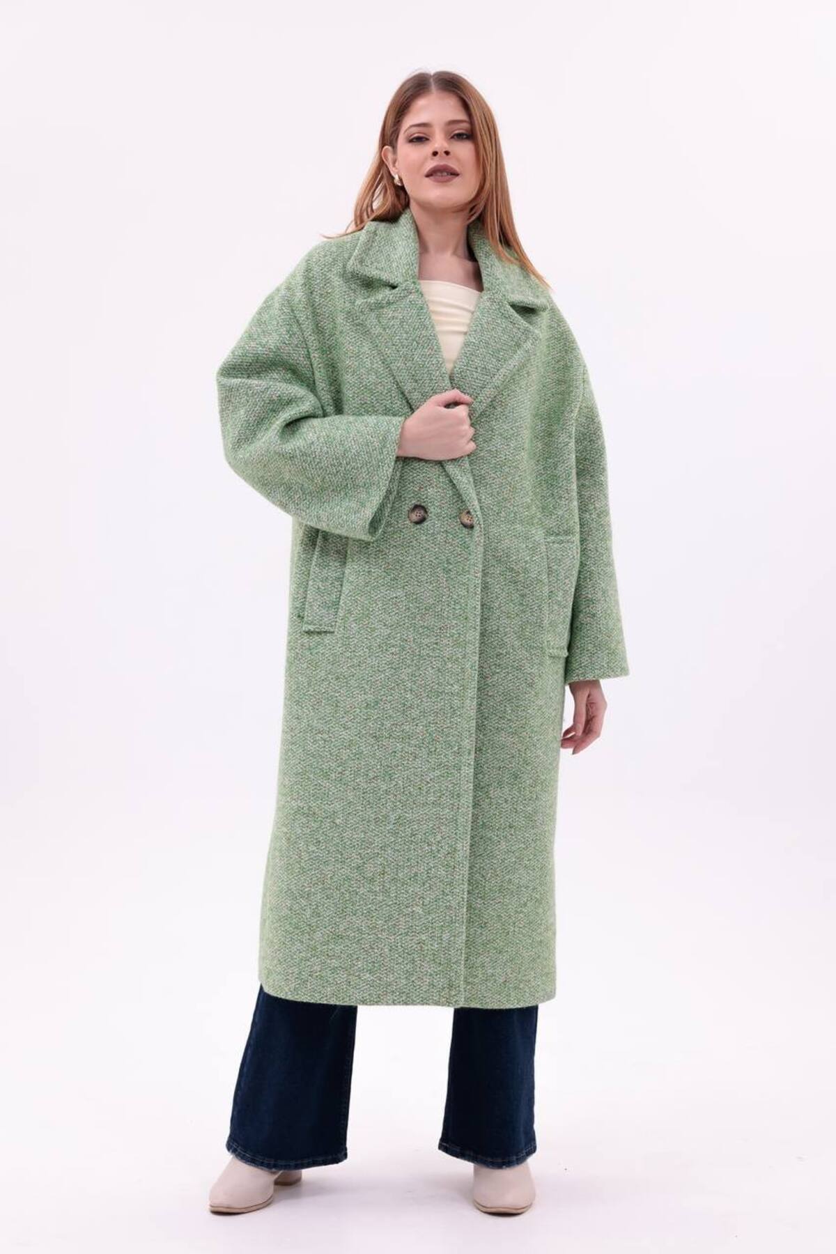 motix  Çift düğmeli içi astarlı kaşe kaban - Görsel 4