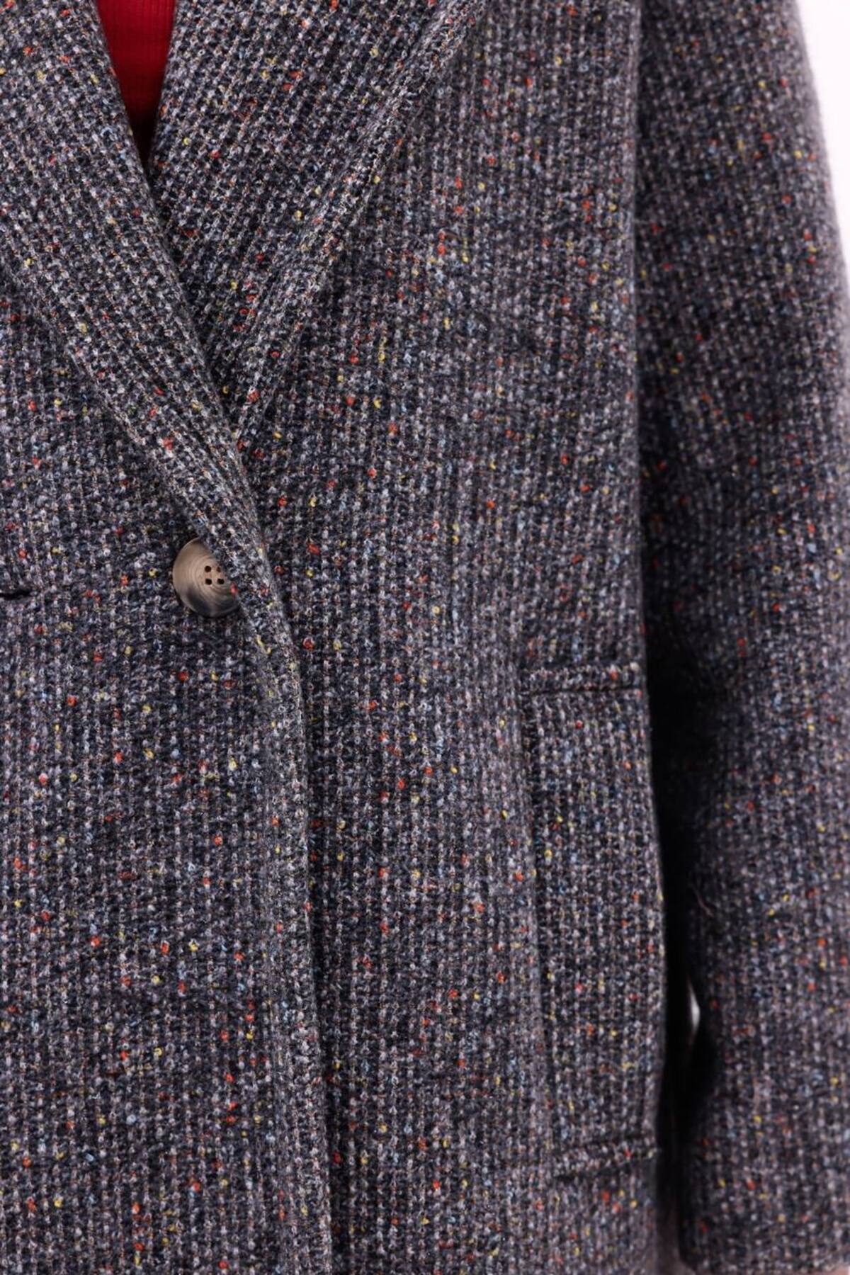 motix  Çift düğmeli içi astarlı kaşe kaban - Görsel 5