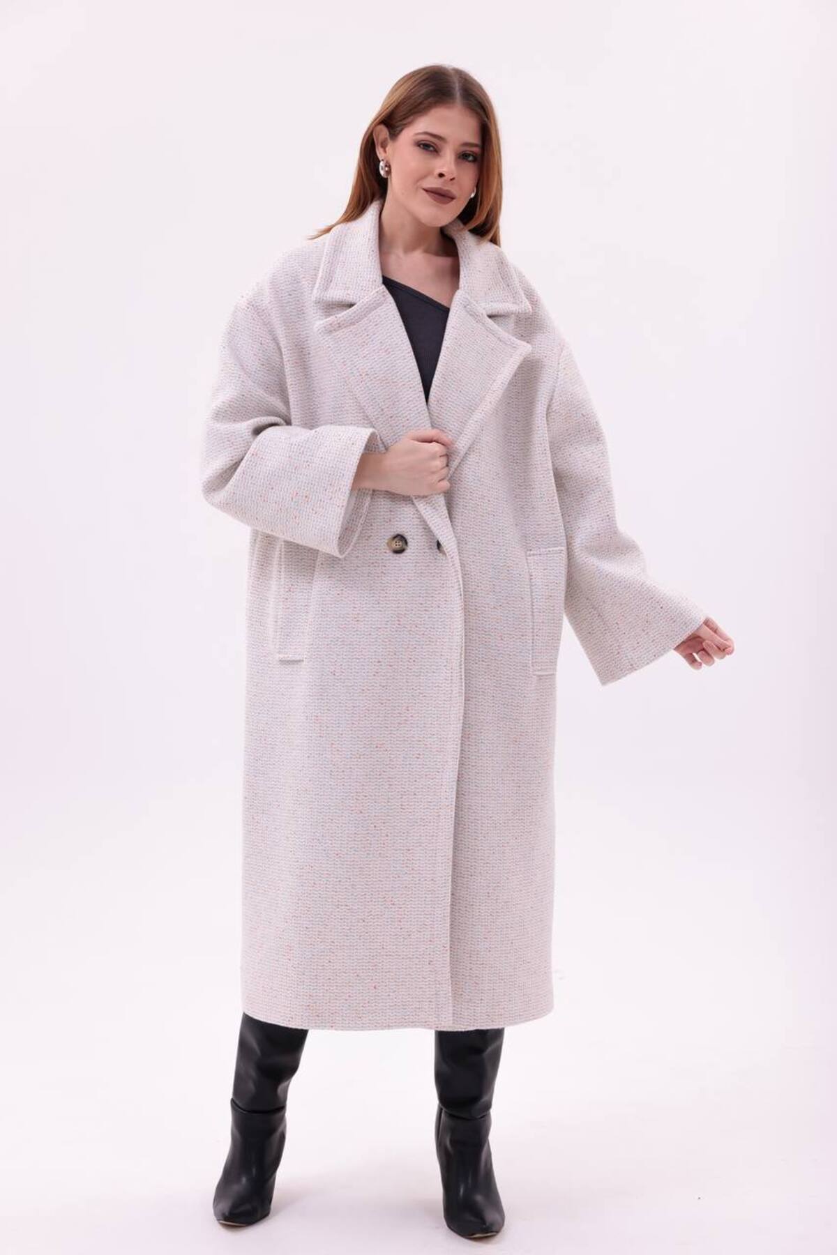 motix  Çift düğmeli içi astarlı kaşe kaban