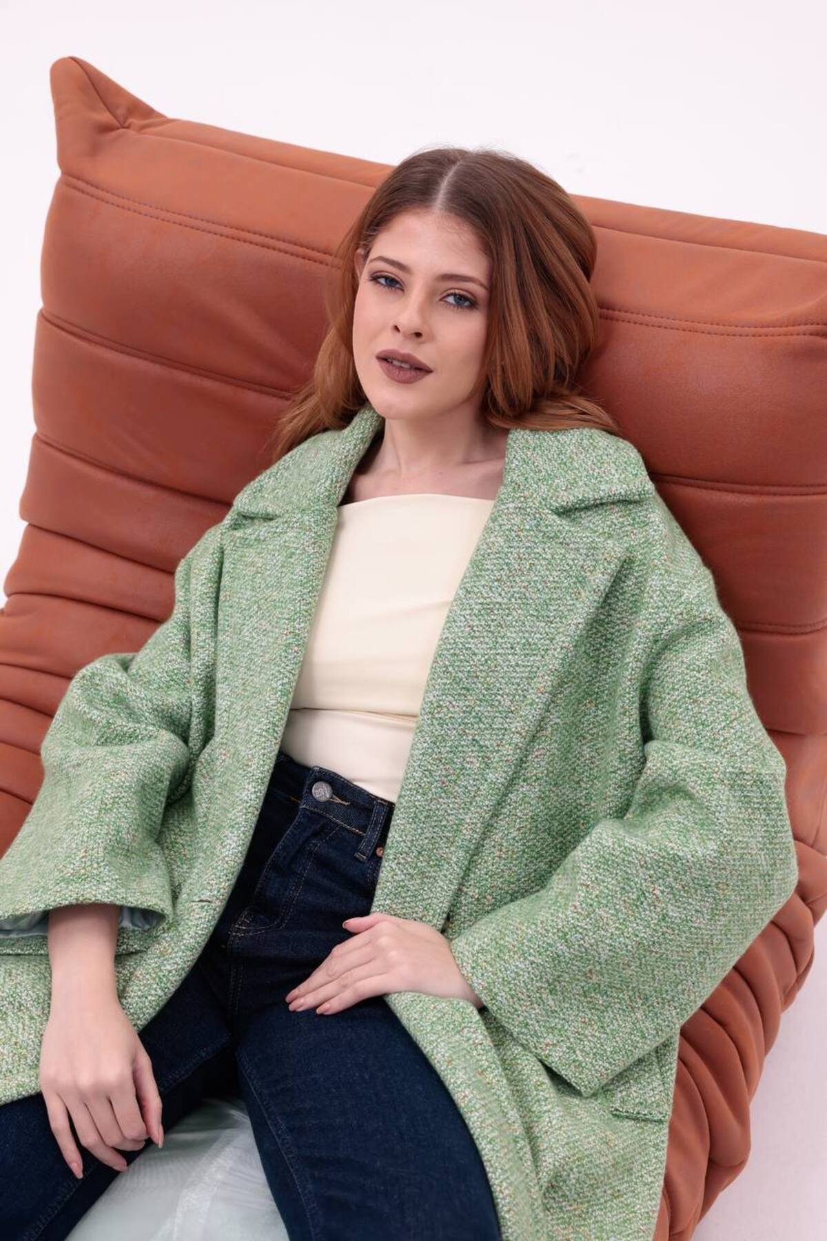 motix  Çift düğmeli içi astarlı kaşe kaban - Görsel 6