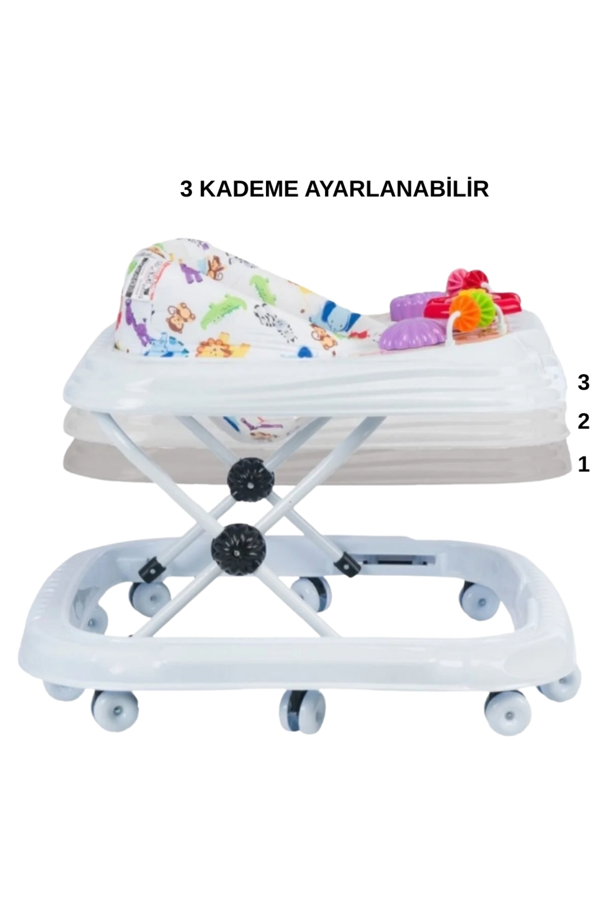 4 Baby Lüks 3 Kademeli Oyuncaklı Bebek Yürüteci Beyaz fotoğrafı 2 (önizleme)