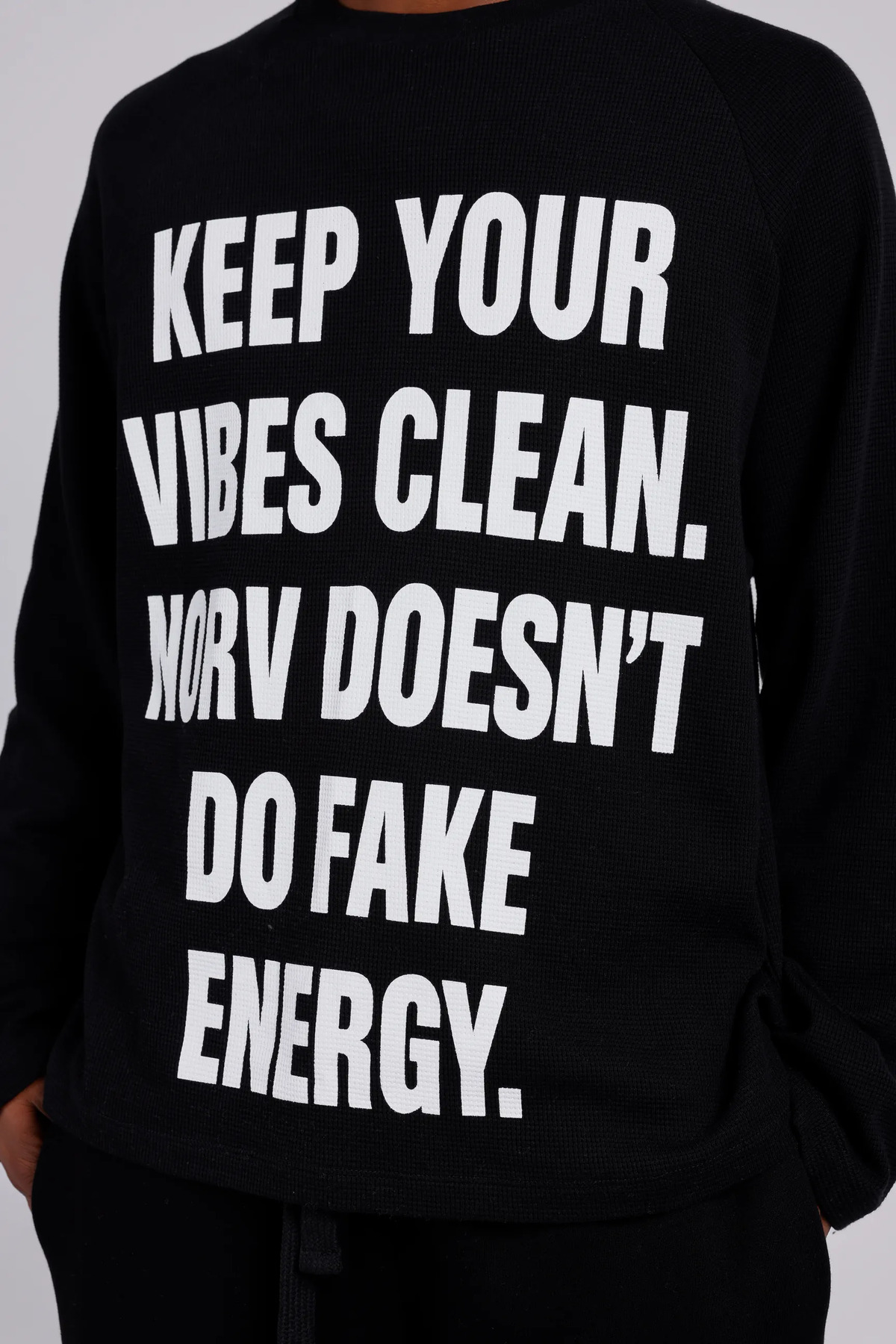 norv Waffle Dokuma Uzun Kollu Oversize T-shirt Boxy Kesim görsel 3