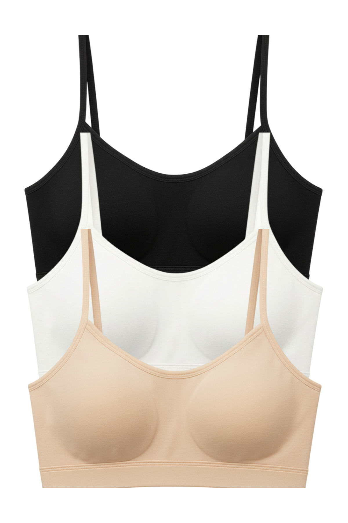 Arma Yıldız Genç Kız İp Askılı Pedli Yarım Atlet Renkli 3'lü Paket Alıştırma Sütyeni