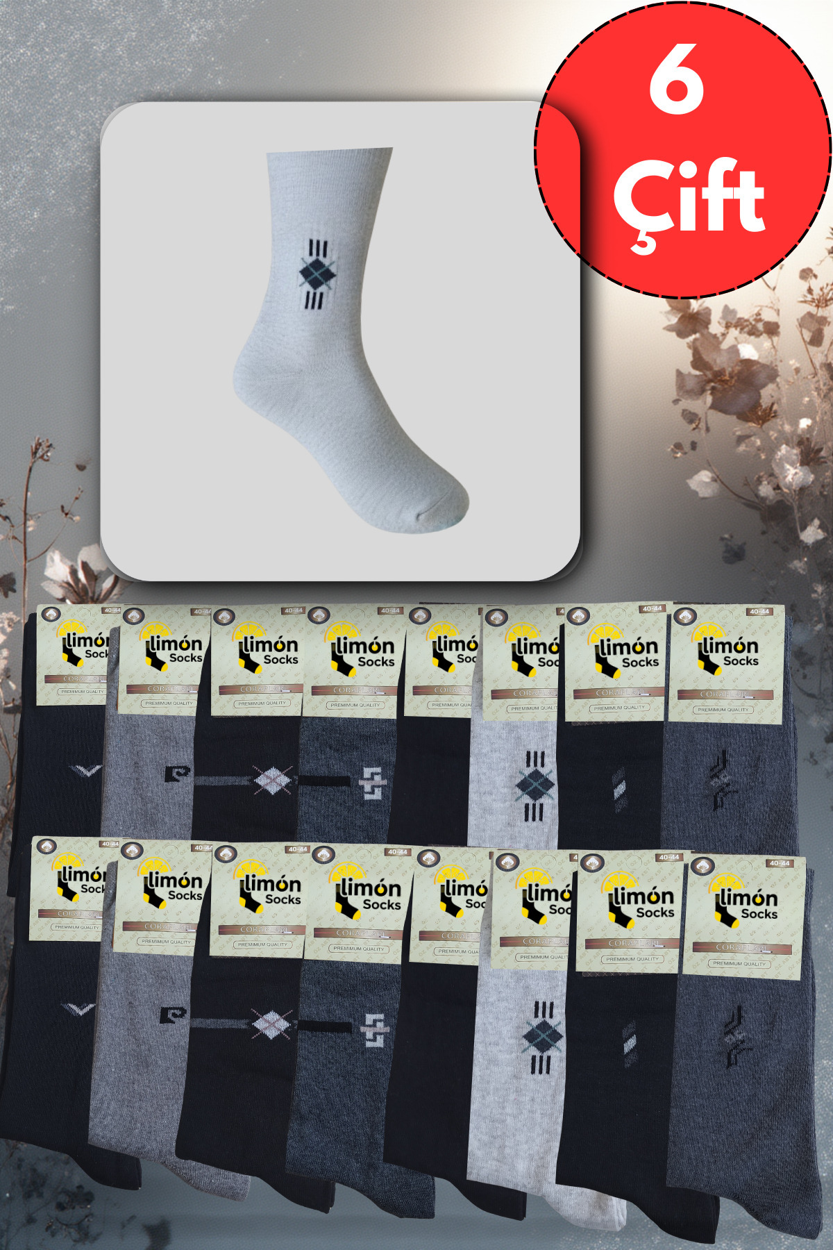 Erkek Çorap (6 Adet) Yazık Uzun Parfümlü 6'lı Çorap Seti · 102832480107