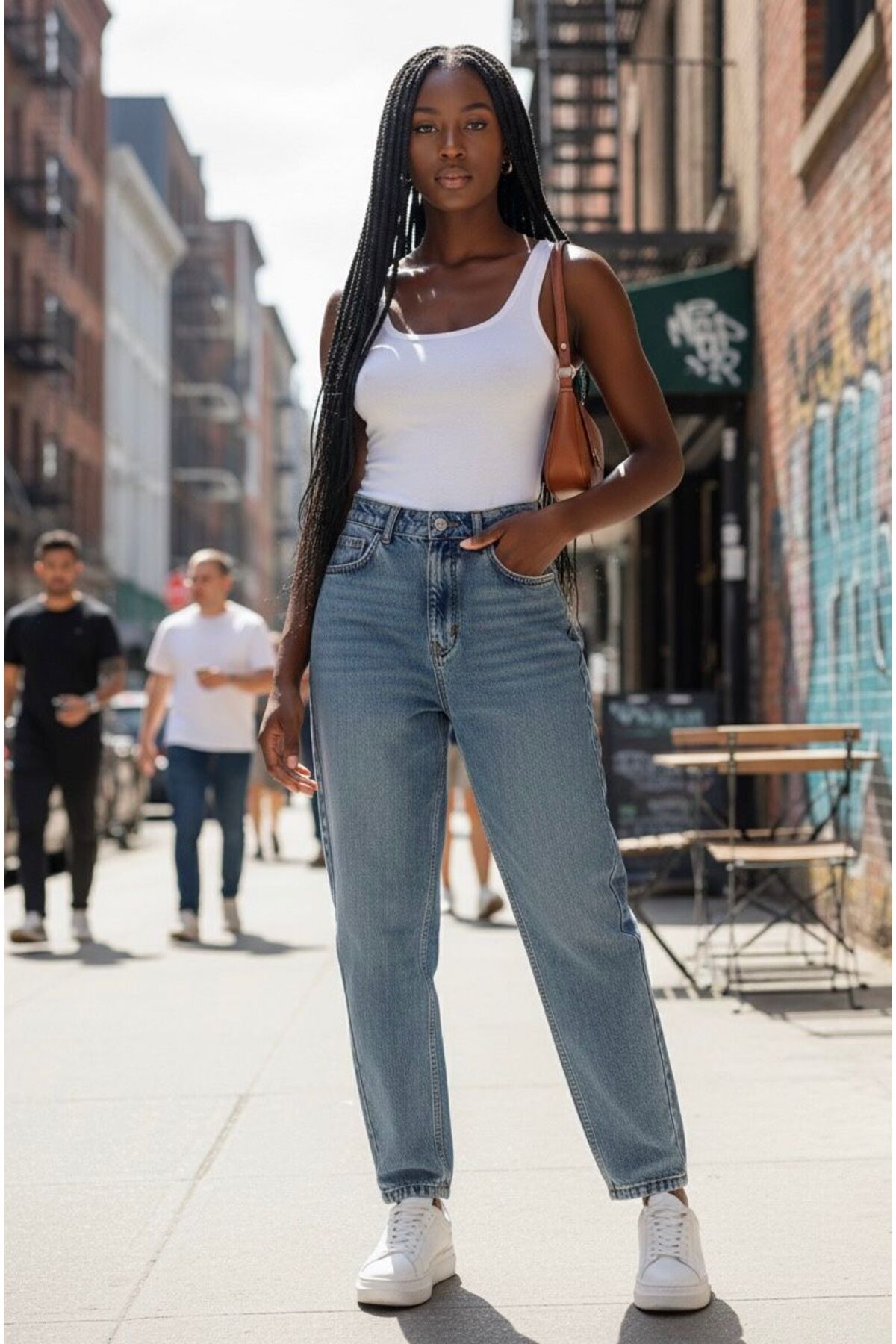 Ore design  Vintage Mavi Kadın Yüksek Bel Klasik 5 Cep Denim Pantolon OYOK26PA2000