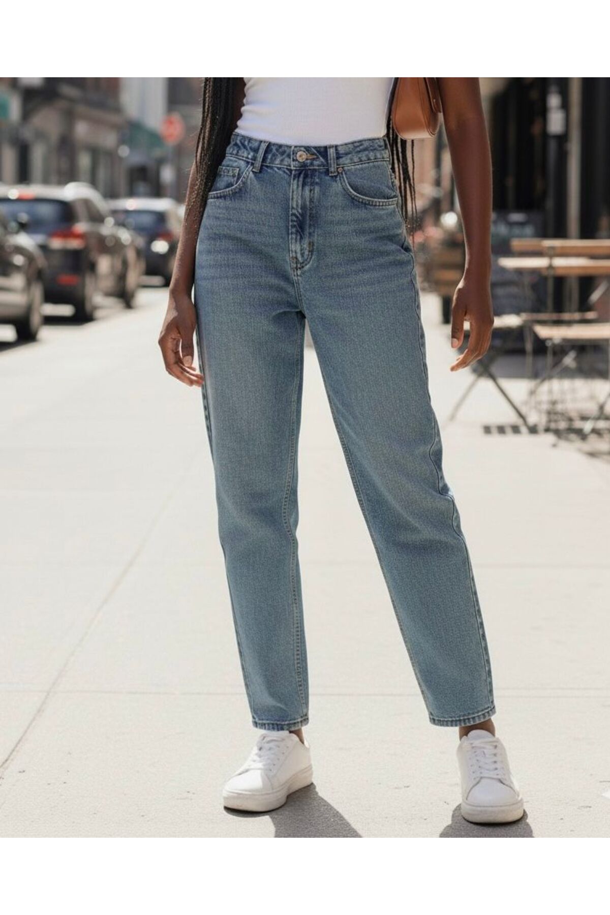 Ore design  Vintage Mavi Kadın Yüksek Bel Klasik 5 Cep Denim Pantolon OYOK26PA2000 - Görsel 2