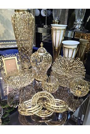 city gold 8 PARÇA PİRİNÇ GOLD ESKİTME KONSOL SETİ SALON TAKIMI