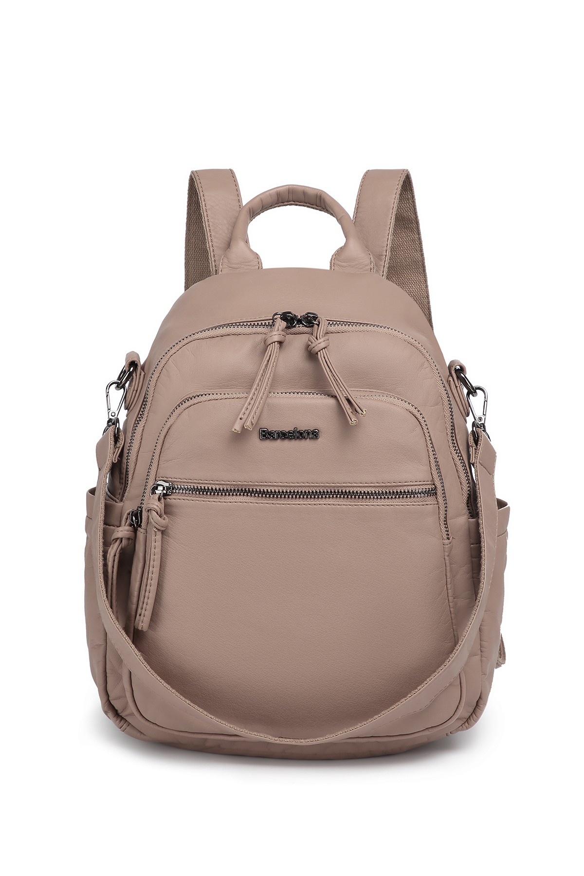 Barcelona Women's Sports Casual Backpack with Medium Multi Pockets Shoulder Strap Open Mink