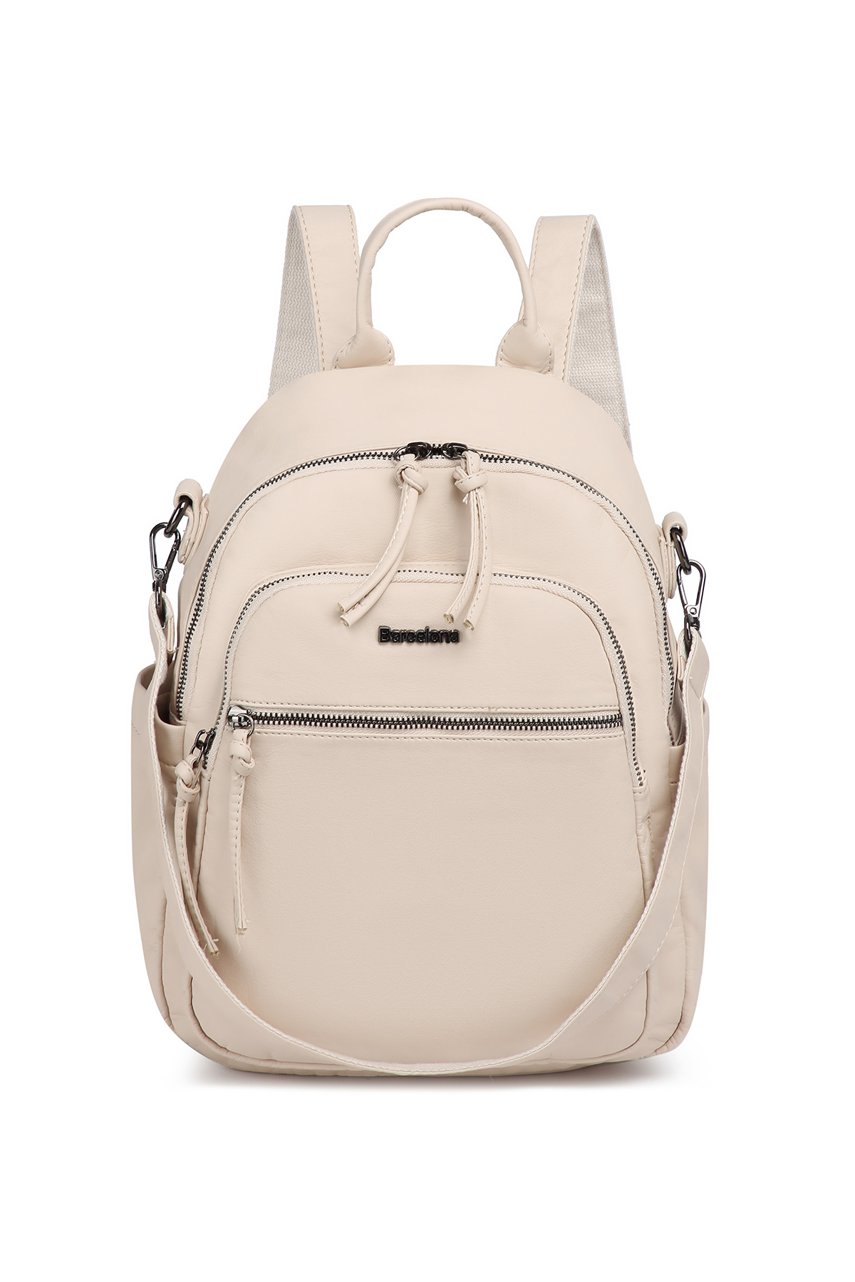 Barcelona Women's Sports Casual Backpack with Medium Multi Pockets Shoulder Strap Beige