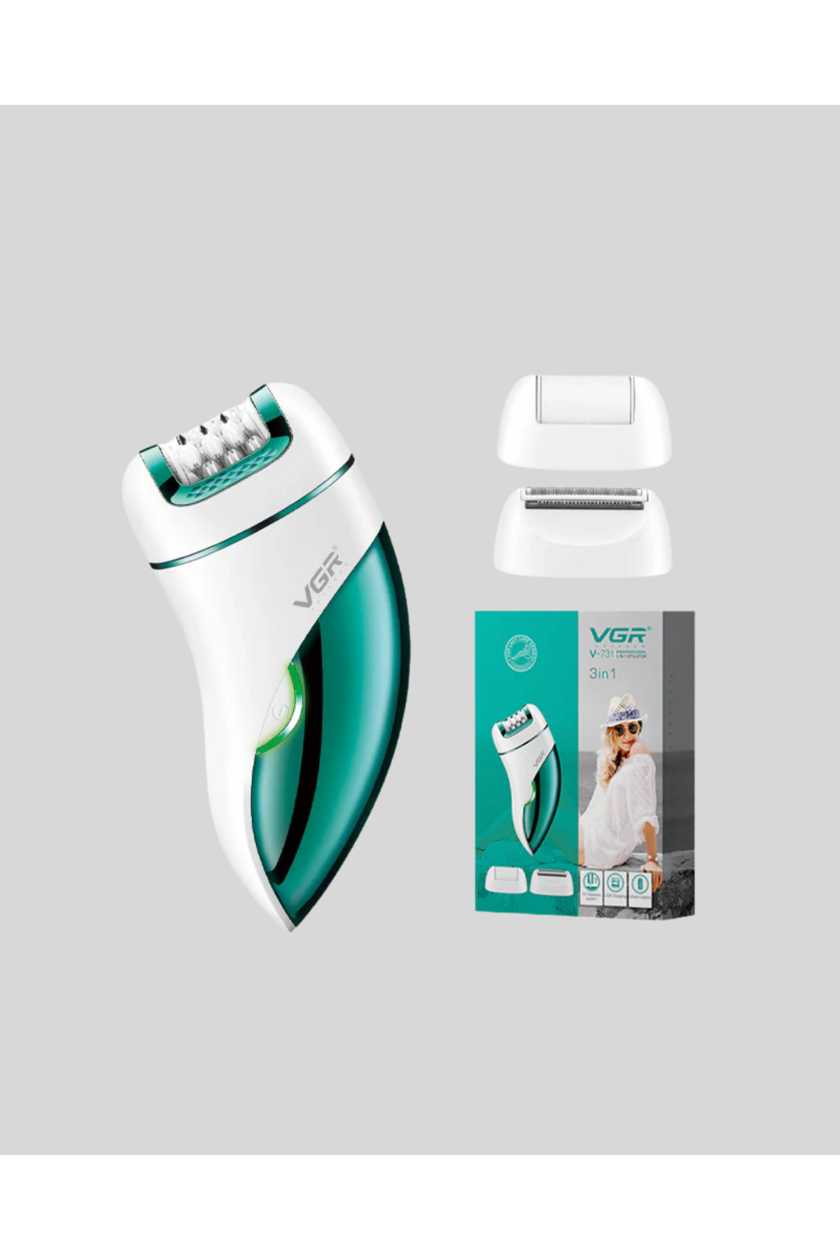 Şarjlı 3’ü 1 Arada VGR Epilatör LED Işıklı Suya Dayanıklı Hassas Bölge Epilasyon Makinesi — TYCFA4K23N178291156522976 — تصویر 3 از 5