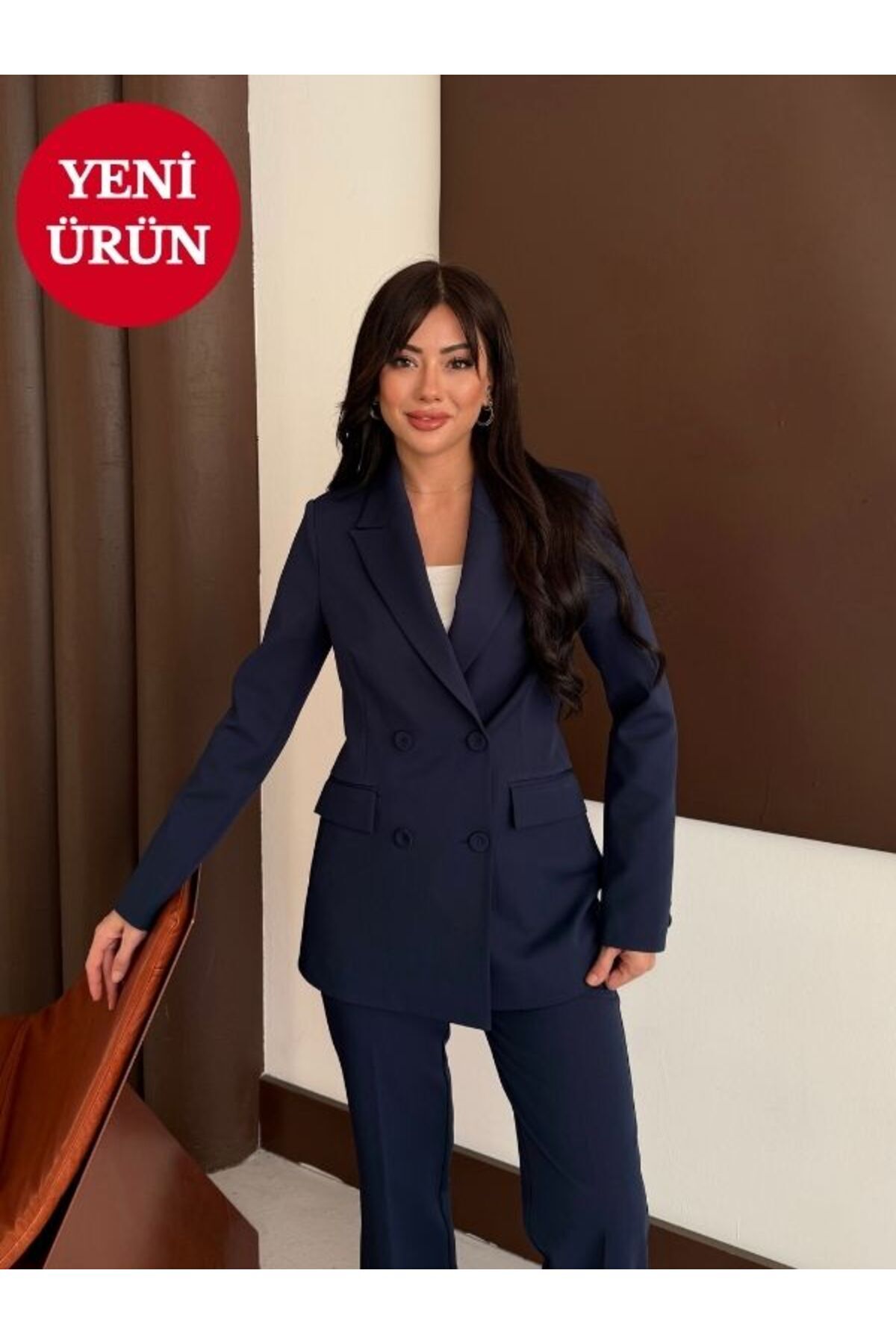 Nadrina Lazer Kesim Kruvaze Takım Elbise