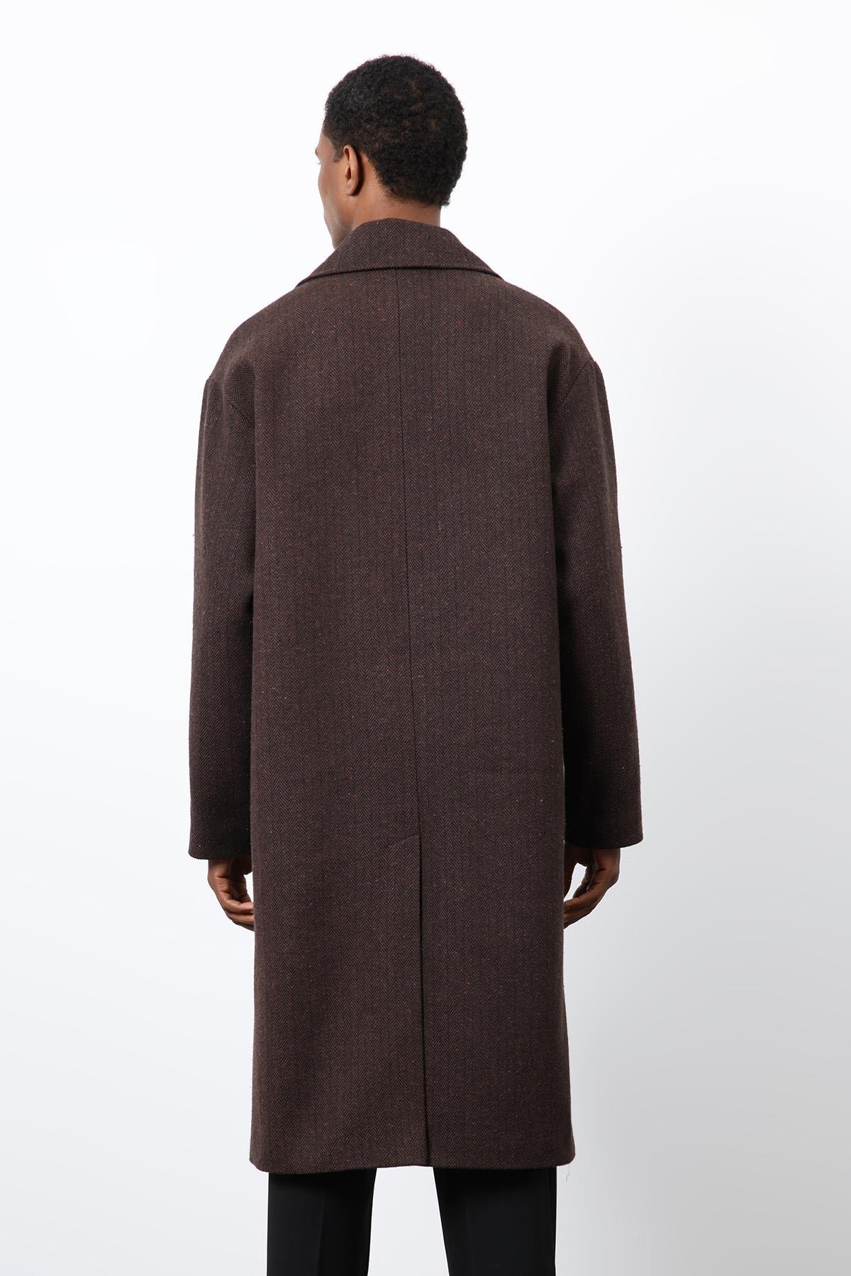 کت مردانه Coffee Relax Fit Herringbone Pattern — قهوه‌ای A25Y6203 — تصویر 8 از 8