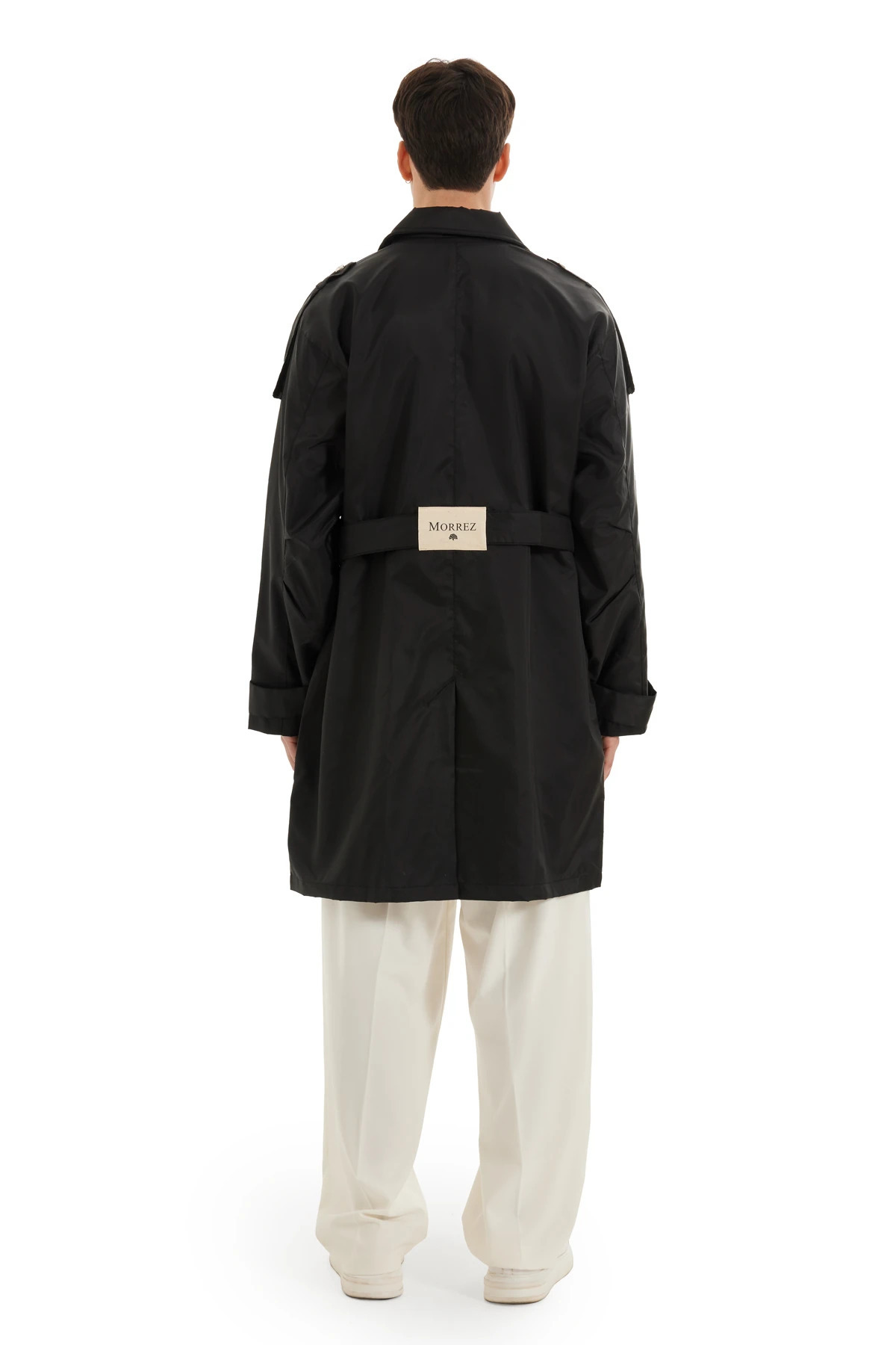 MORREZ Siyah Oversize Trençkot görsel 3