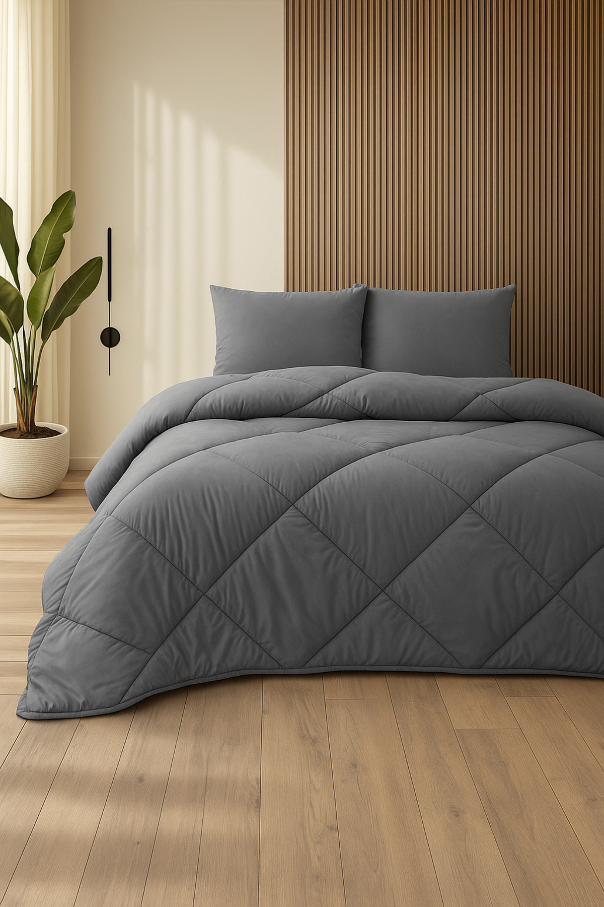 Formeya Anthrazitgraue, weiche Tagesdecke aus Stoff, Kingsize (220 x 240 cm)