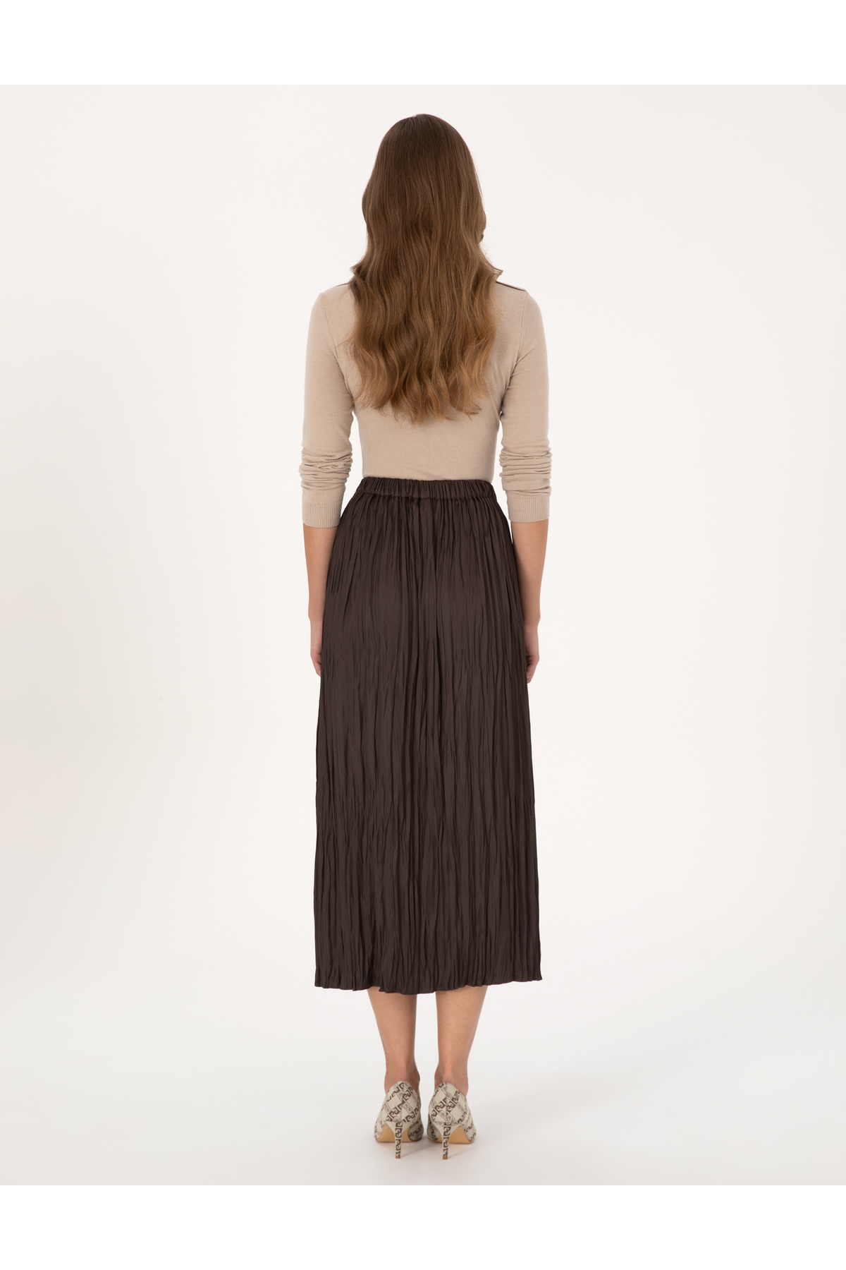 Pierre Cardin  Kahverengi A Kesim Dokuma Etek 50315695-VR029 - Görsel 4