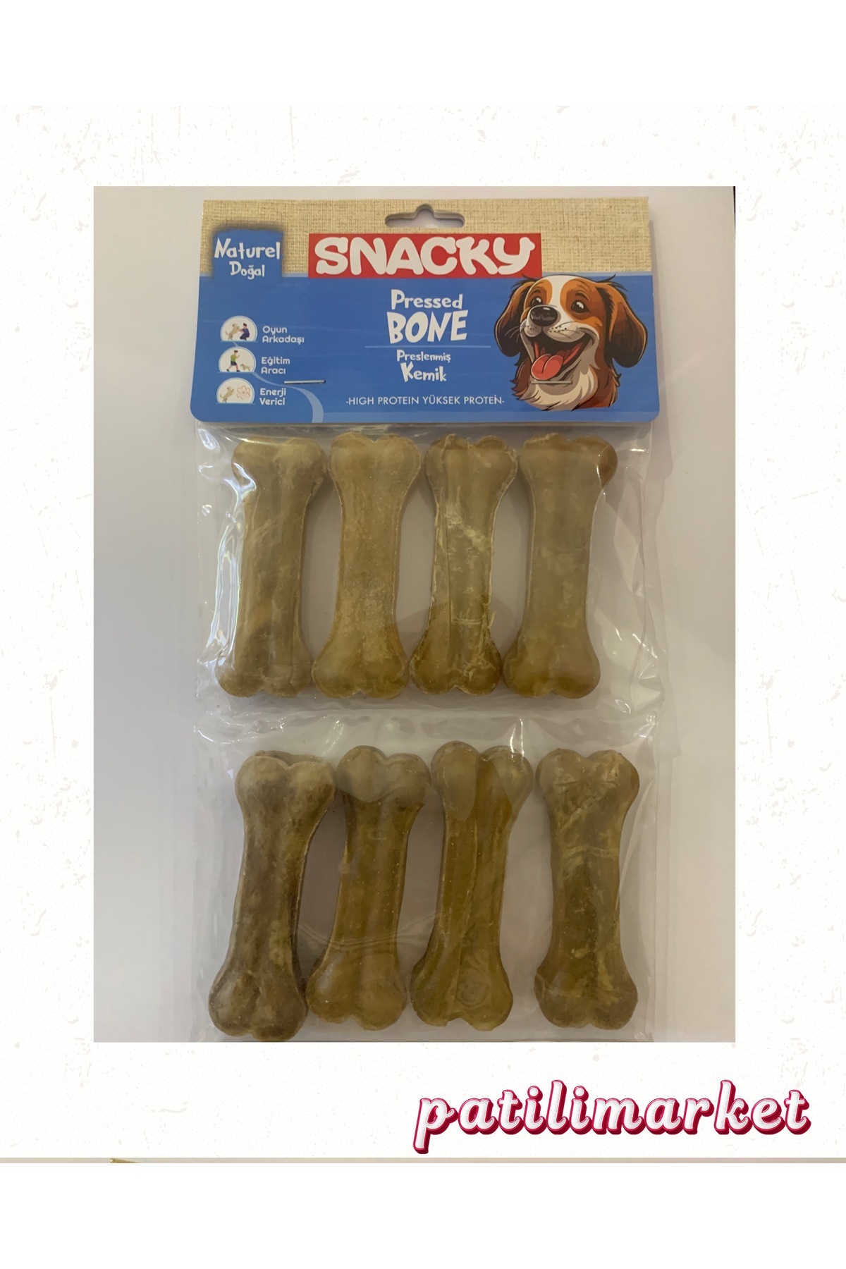 Snacky PATİLİ MARKET Naturel Preslenmiş Kemik 7.5Cm