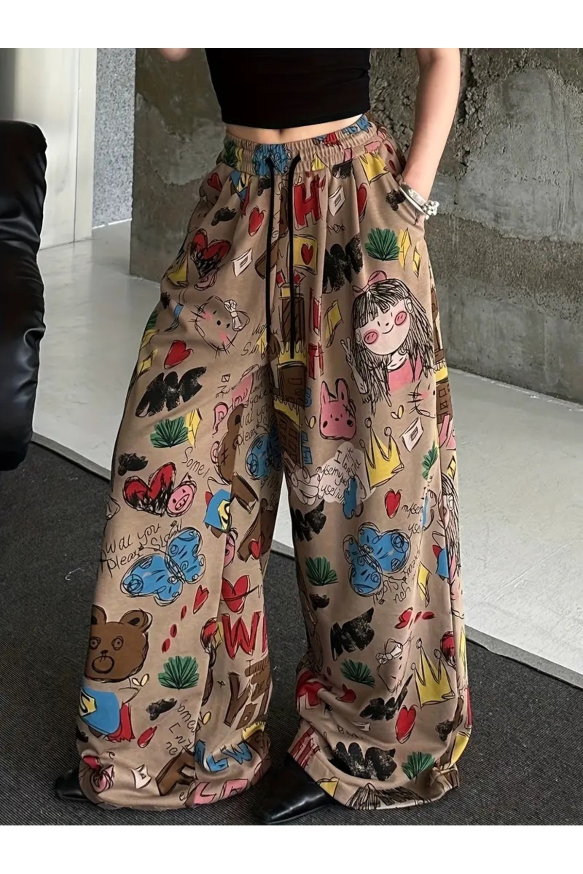 Toum  Cartoon Detail Baggy Eşofman Altı - Görsel 5