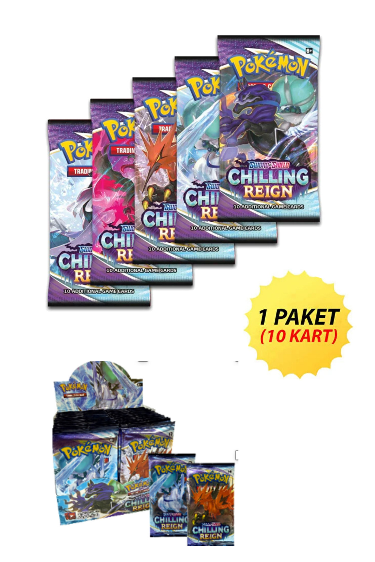 TOYFEST 1 paket Pokemon Chilling Reign Booster Pack Lisanssız Oyun