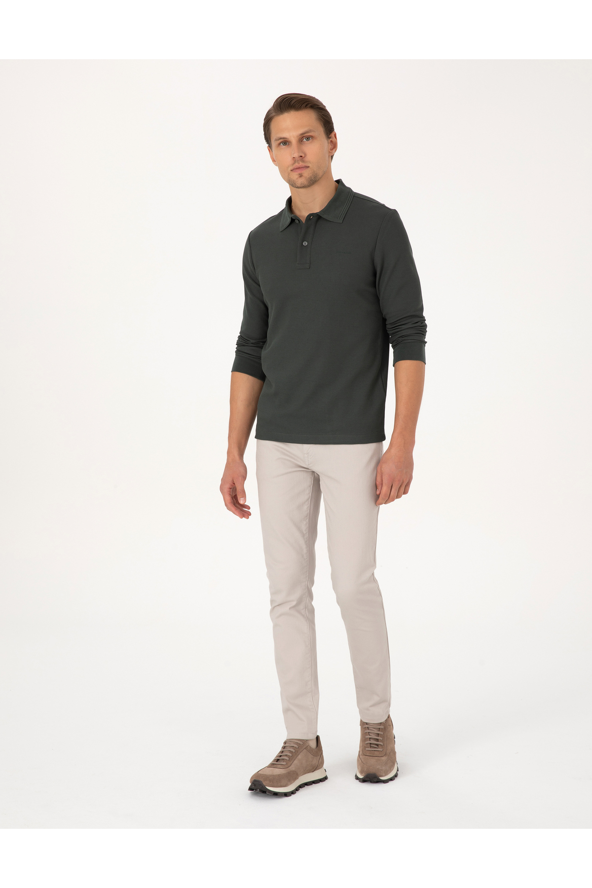 Pierre Cardin Koyu Haki Slim Fit Sweatshirt 50311678-VR111 görsel 4