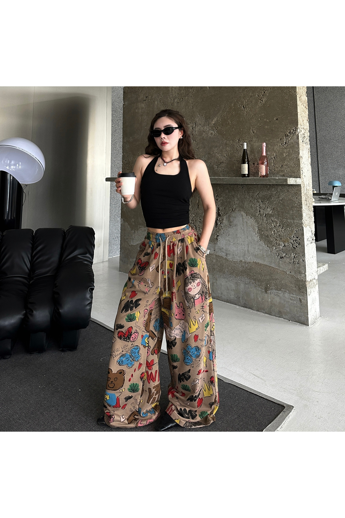 Toum  Cartoon Detail Baggy Eşofman Altı - Görsel 3
