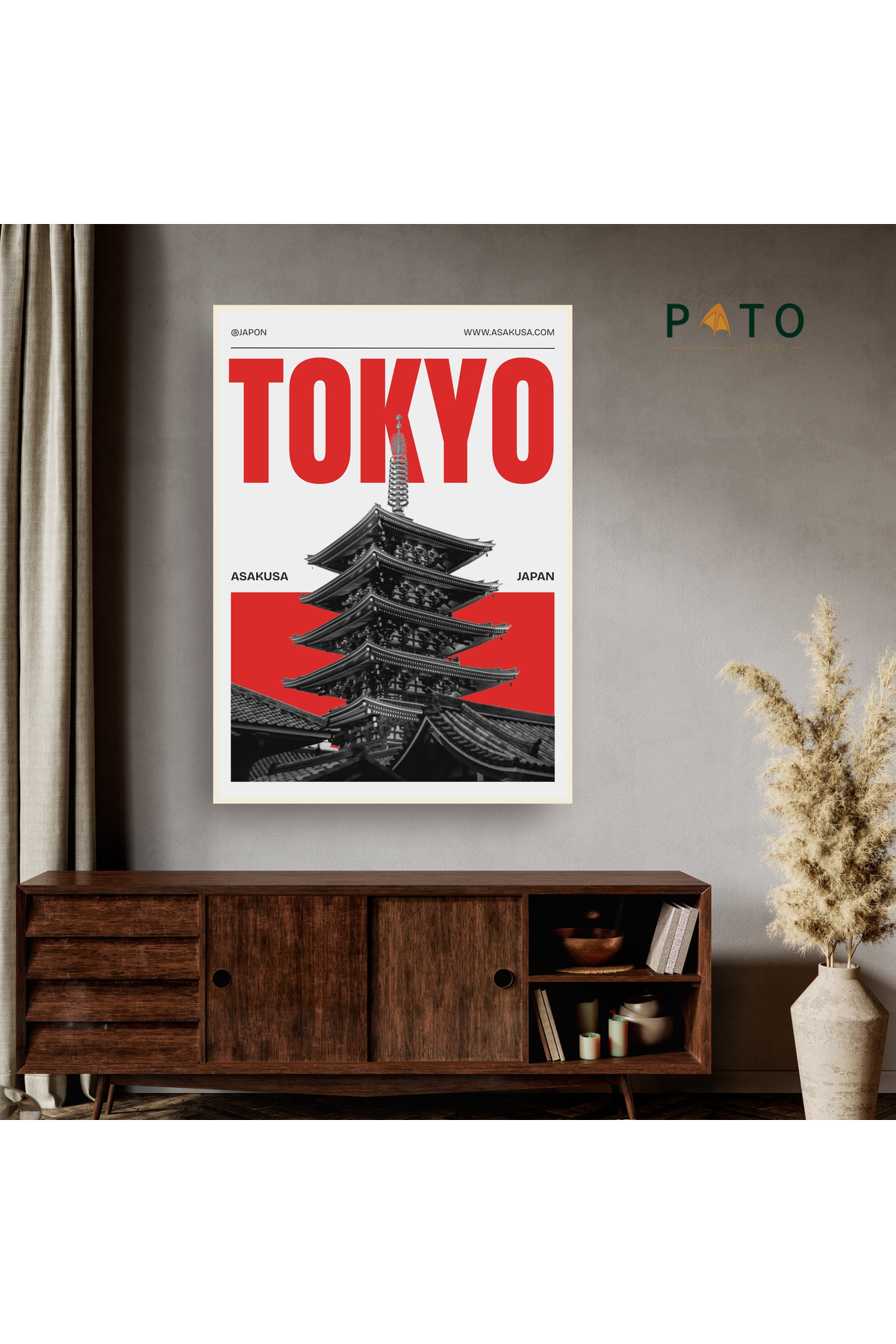'Asakusa - Tokyo' Painting | Beige Framed | MDF & UV Printing