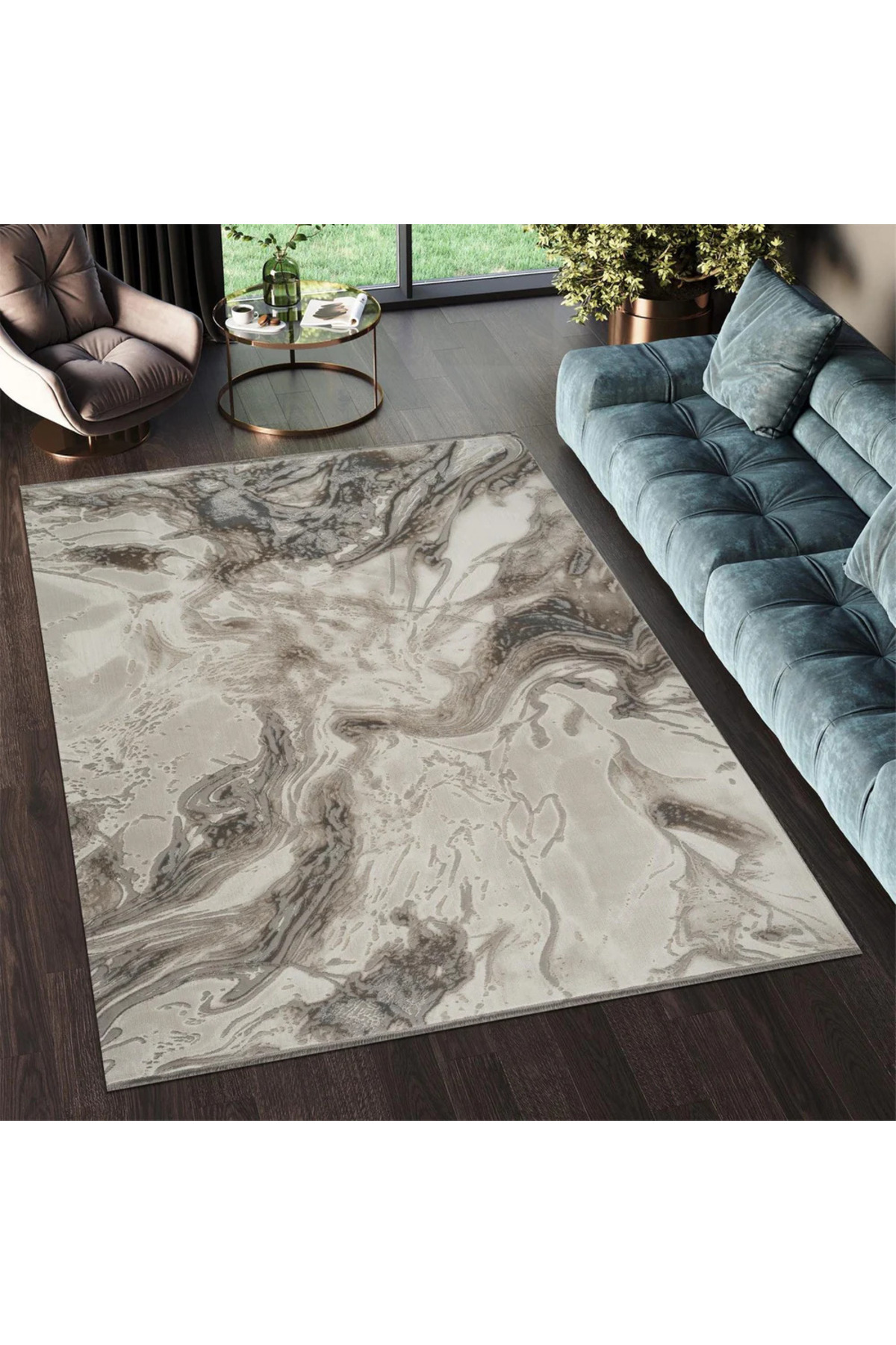 botan Covor Anemon, Silver Crem , Living, Dormitor, Modern - - 200 x 300