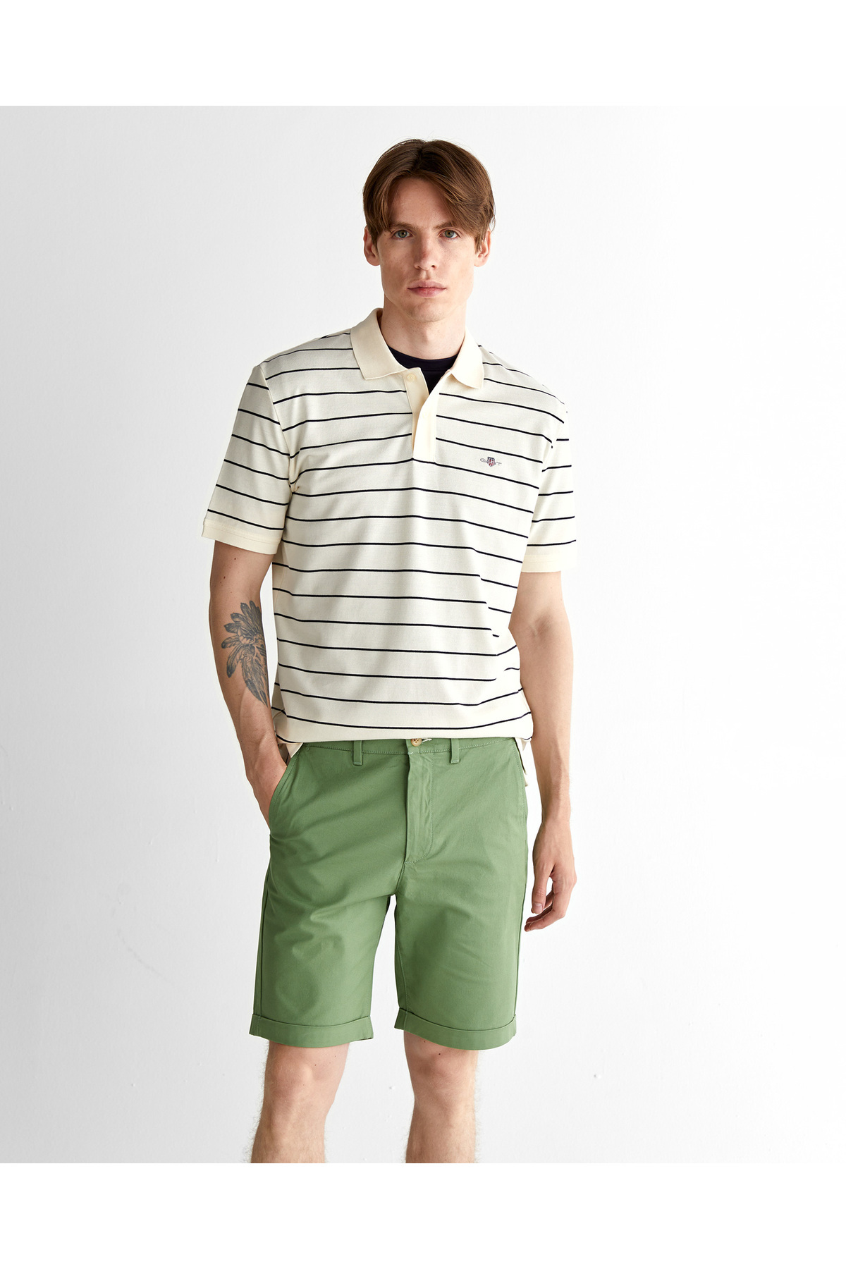 گنت پولو راه راه کرم مردانه سایز معمولی