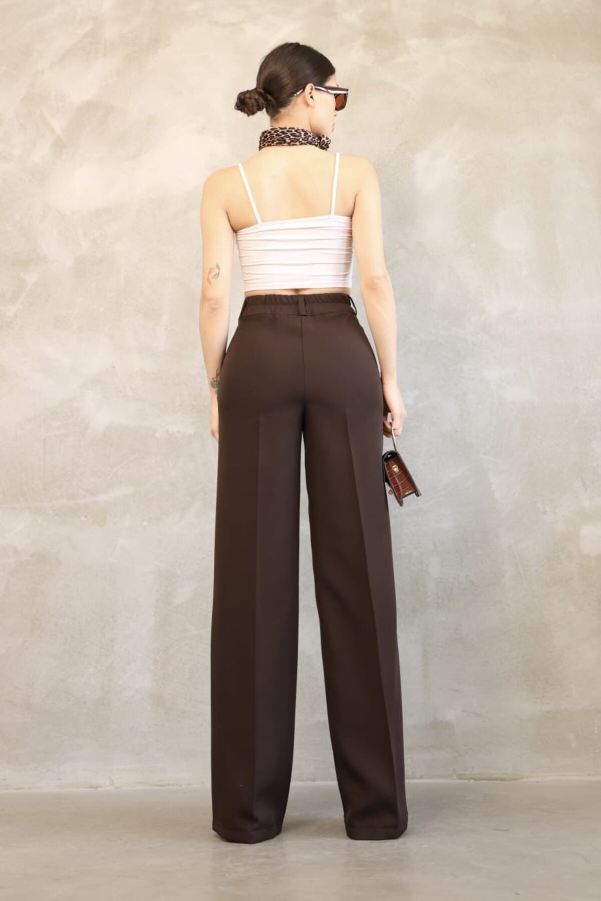 JACK CAPRİO  Kadın İthal DoubleFace Kumaş Palazzo Kalıp Yüksek Bel Çekme Solma Yapmaz Kaliteli Ürün - Görsel 3