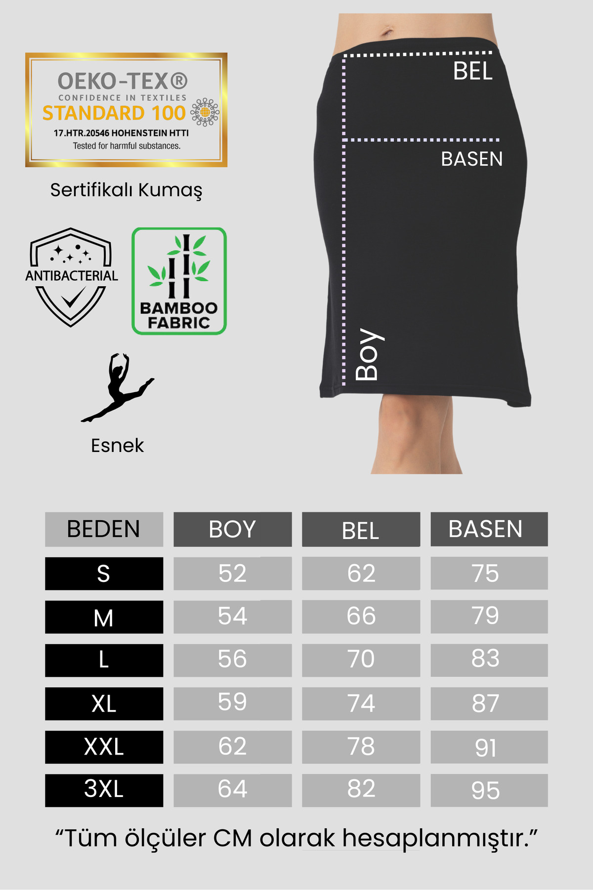 NT Underwear Bambu DizÜstü Etek Astarı, Midi Jupon - Doğal Kumaş, Modern Kalıp. görsel 8