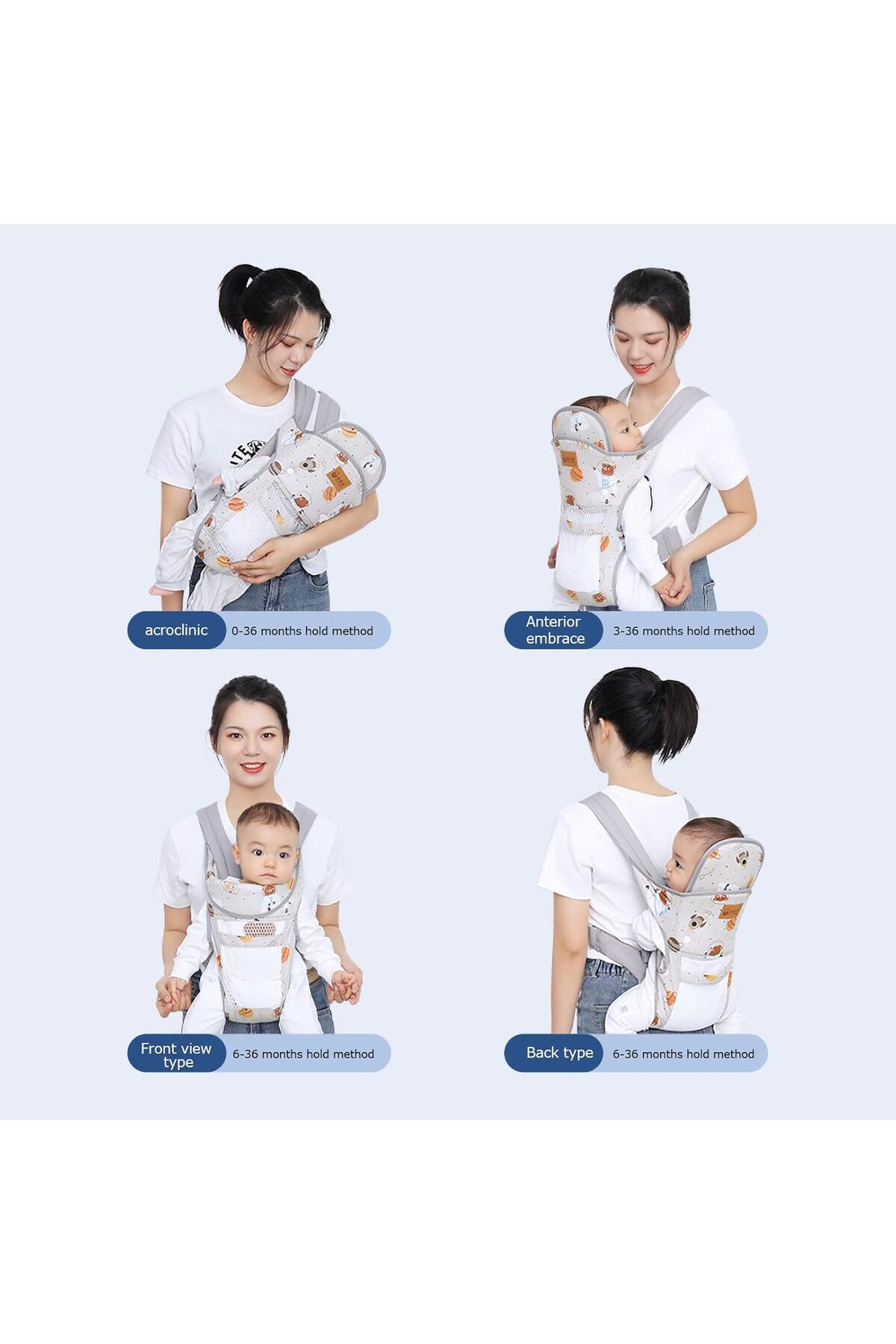 YclShop Nefes Alabilir Kumaş Bebek Taşıyıcı Ana Kucağı Kanguru Yan Cepli Makinede Yıkanabilir Kumaş fotoğrafı 4 (önizleme)