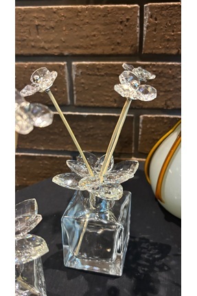 Kiri Dekoratif Kristal Cam Oda Koku Şişesi Şeffaf-Gümüş