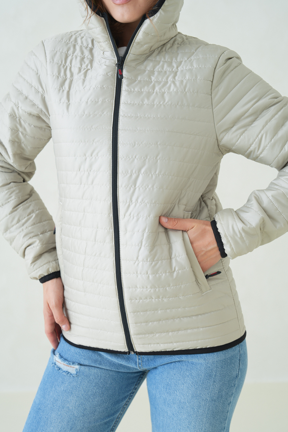 D1fference  Kadın Kapüşonlu Elyaf Dolgulu Ultra Hafif İçi Astarlı Su İtici Rüzgar Geçirmez Spor Şişme Mont - Görsel 5