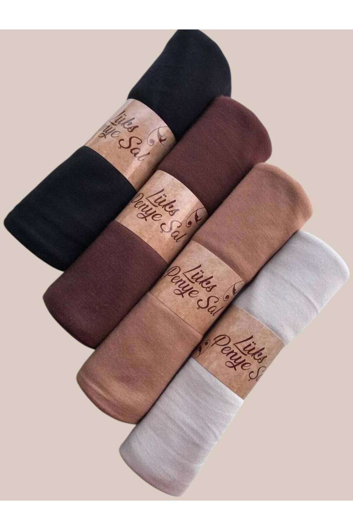 4-Piece Combed Cotton Plain Shawl (Lilac-Green-Red-Lilac)