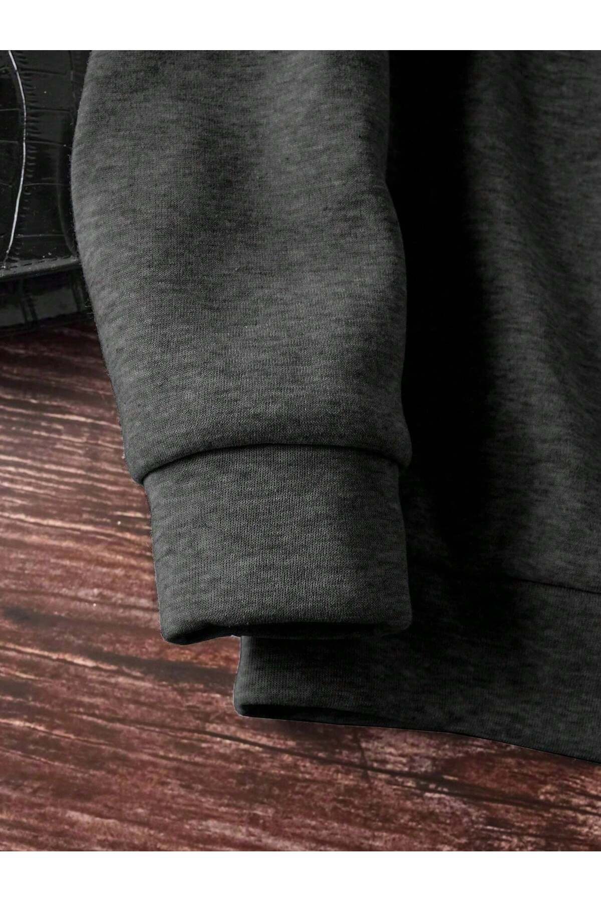 EYAX MODA BASKILI OVERSIZE UNISEX BİSİKLET YAKA SWEATSHIRTS görsel 4