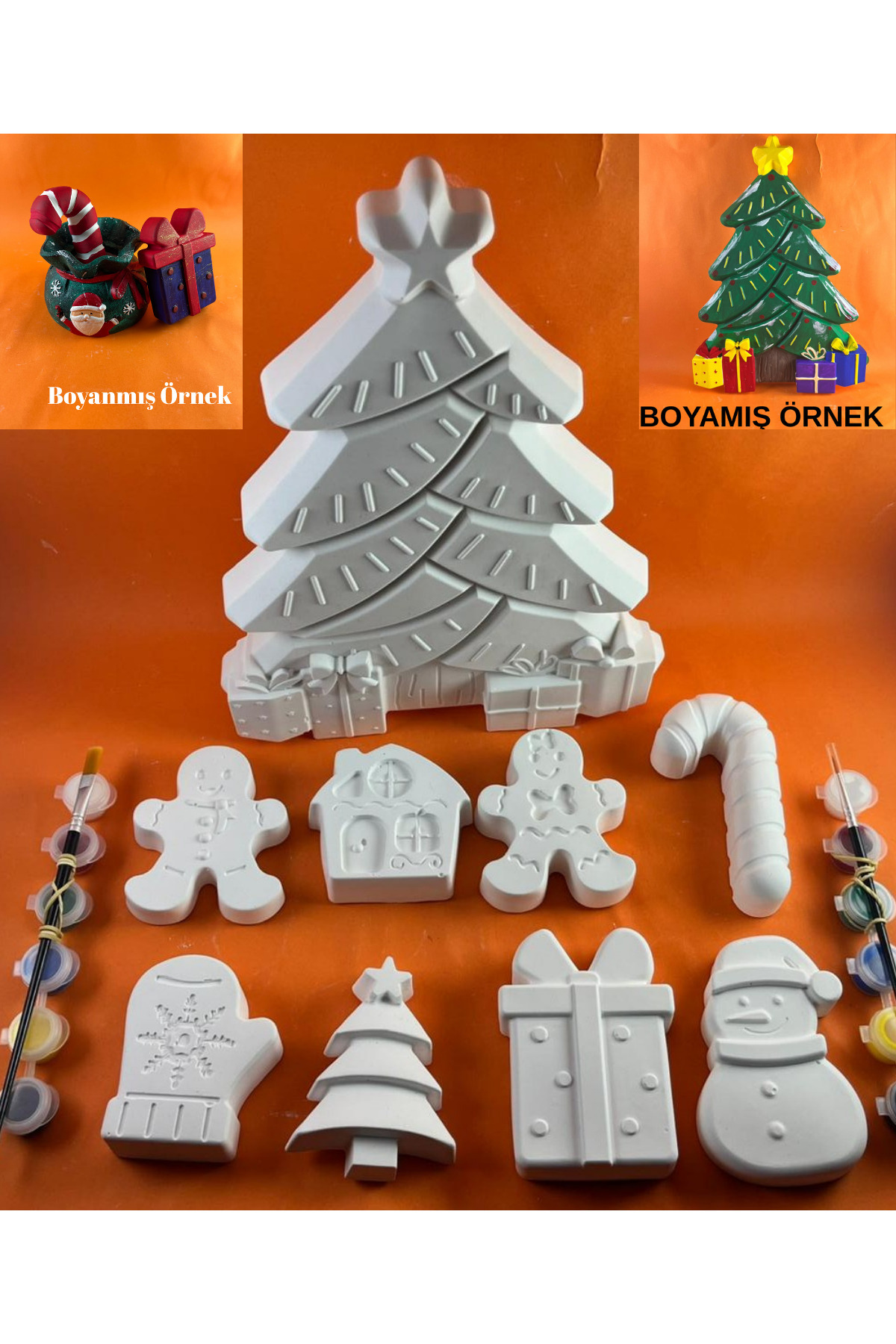 BEMİSA Büyük Yılbaşı Ağacı Ve Yılbaşı Objeleri Boyama Seti Taş Boyama