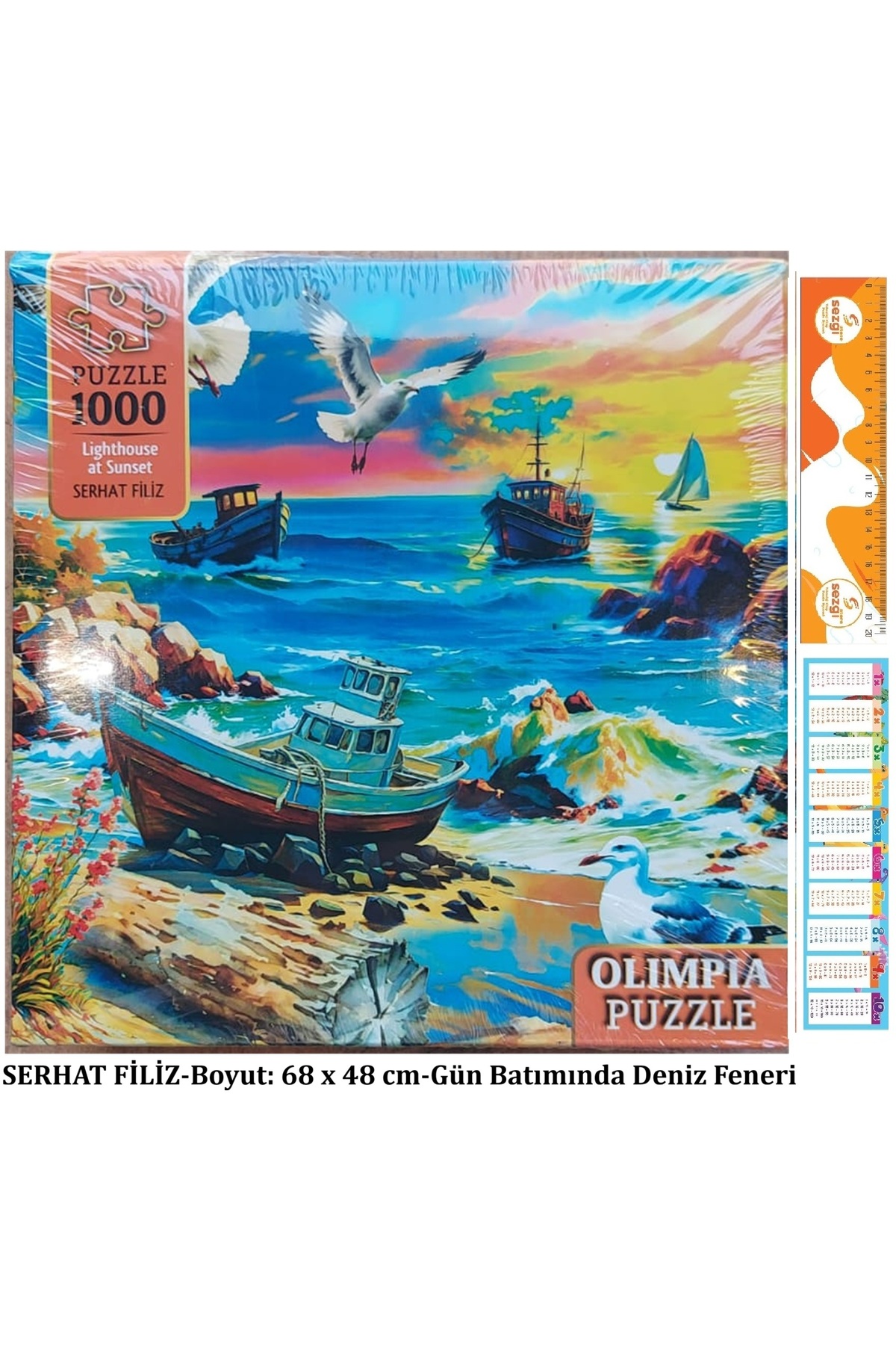 Olimpia Kutulu Puzzle 1000'lik 68x48 cm Lighthouse at Sunset (Gün