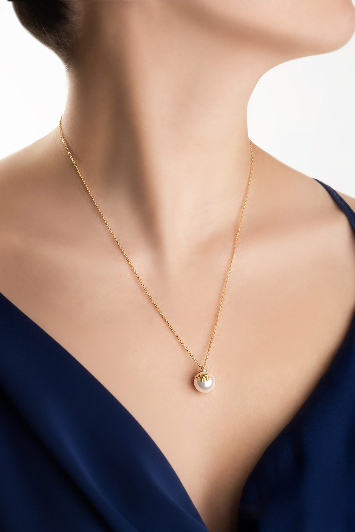 So CHIC... Bereket Tılsımı 18 Ayar Sarı Altın Kaplama 55 Cm Gümüş İnci Kolye görsel 4
