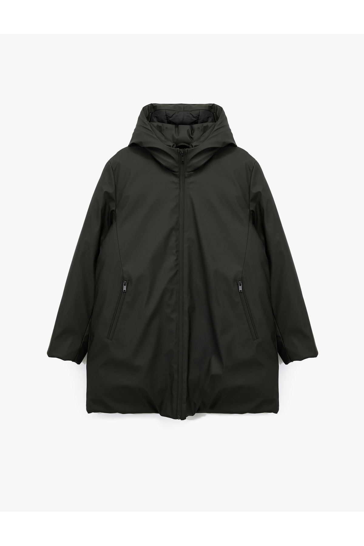Koton  Kapüşonlu Su İtici Uzun Kollu Fermuarlı Cep Detaylı Anorak Mont - Görsel 3