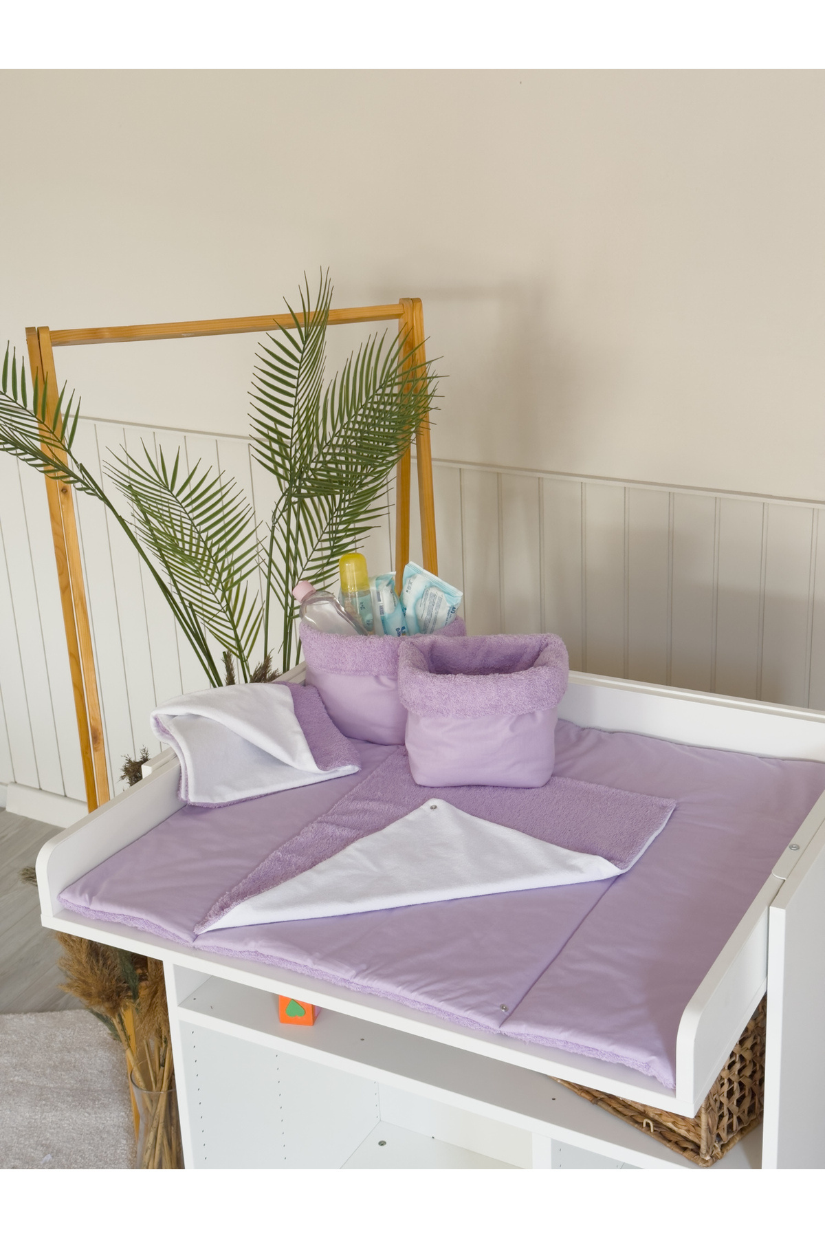 Pastelya Mor Bebek Alt Açma Seti, Su Geçirmez Değiştirebilir Ped, Alt Açma Minderi fotoğrafı 5 (önizleme)