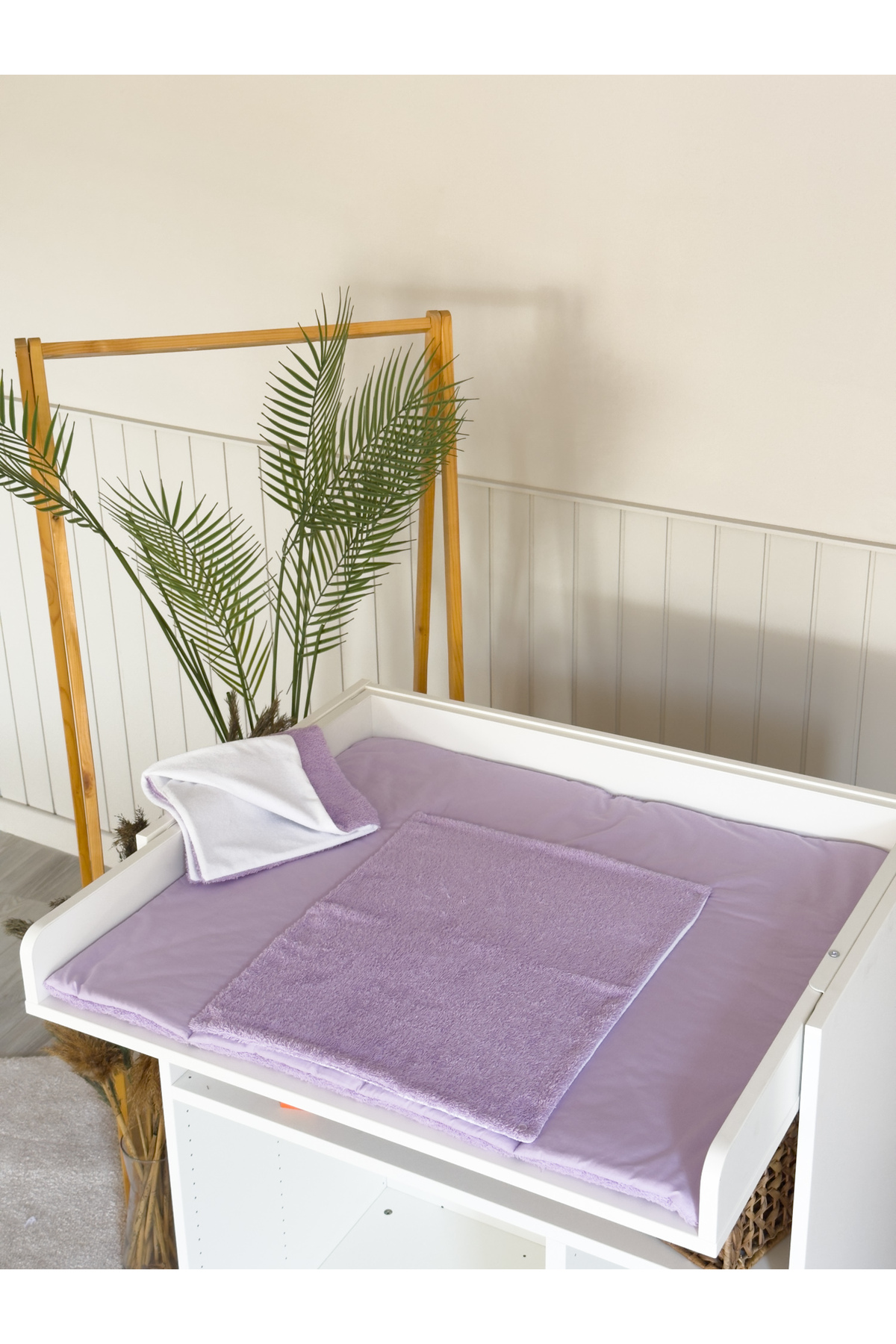 Pastelya Mor Bebek Alt Açma Seti, Su Geçirmez Değiştirebilir Ped, Alt Açma Minderi fotoğrafı 7 (önizleme)