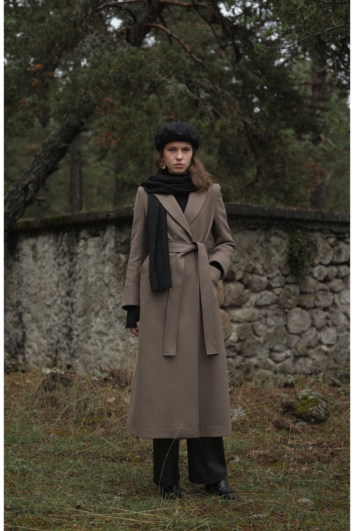 Fatma Atasoy  Kuşaklı Vizon Kaşmir Maksi Kaban - Görsel 2